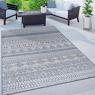 Rugshop Panarea Contemporary Geometric Bohemian Textured Flat Weave Easy Cleaning Outdoor Rugs for Deck,Patio,Backyard Ind...