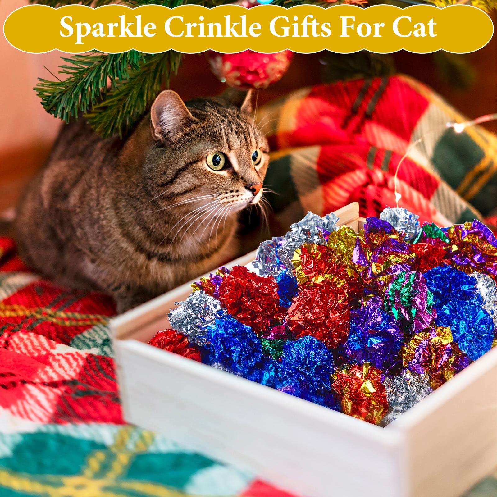 Jexine Lot de 104 jouets colorés pour chat en mylar de 4,4 cm - Balles interactives et légères - Jouets doux à mâcher et à chasser pour chat - Pour garder la forme et l'exercice