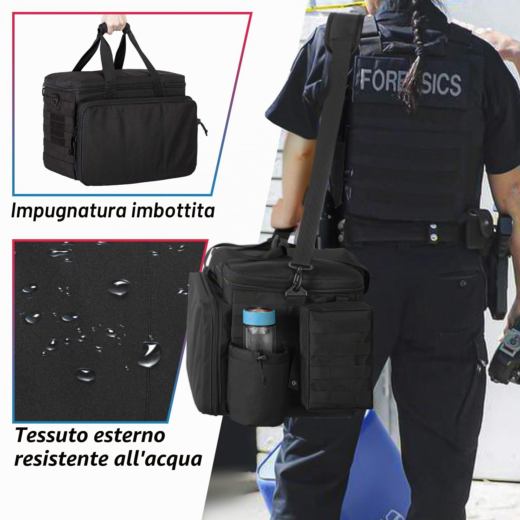 Trunab Borsone Polizia Borsa Tattica MOLLE Borsa Pattuglia, Organizer da Auto per Sedile Anteriore,Borsa Viaggio Tracolla Militare Gran Capacità con Scomparto per Laptop 15,6"
