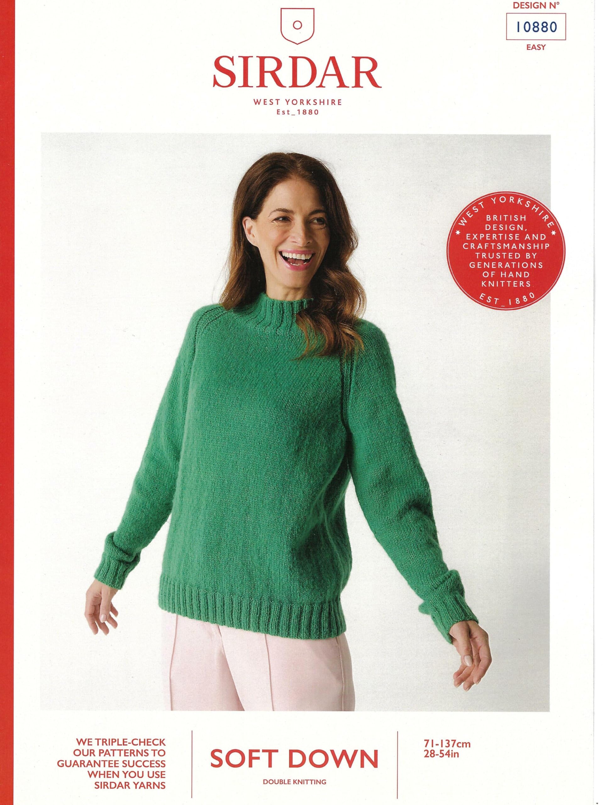 Sirdar DK Knitting Pattern Pamphlet - 10880 Ladies Sweater (28-54 ins)