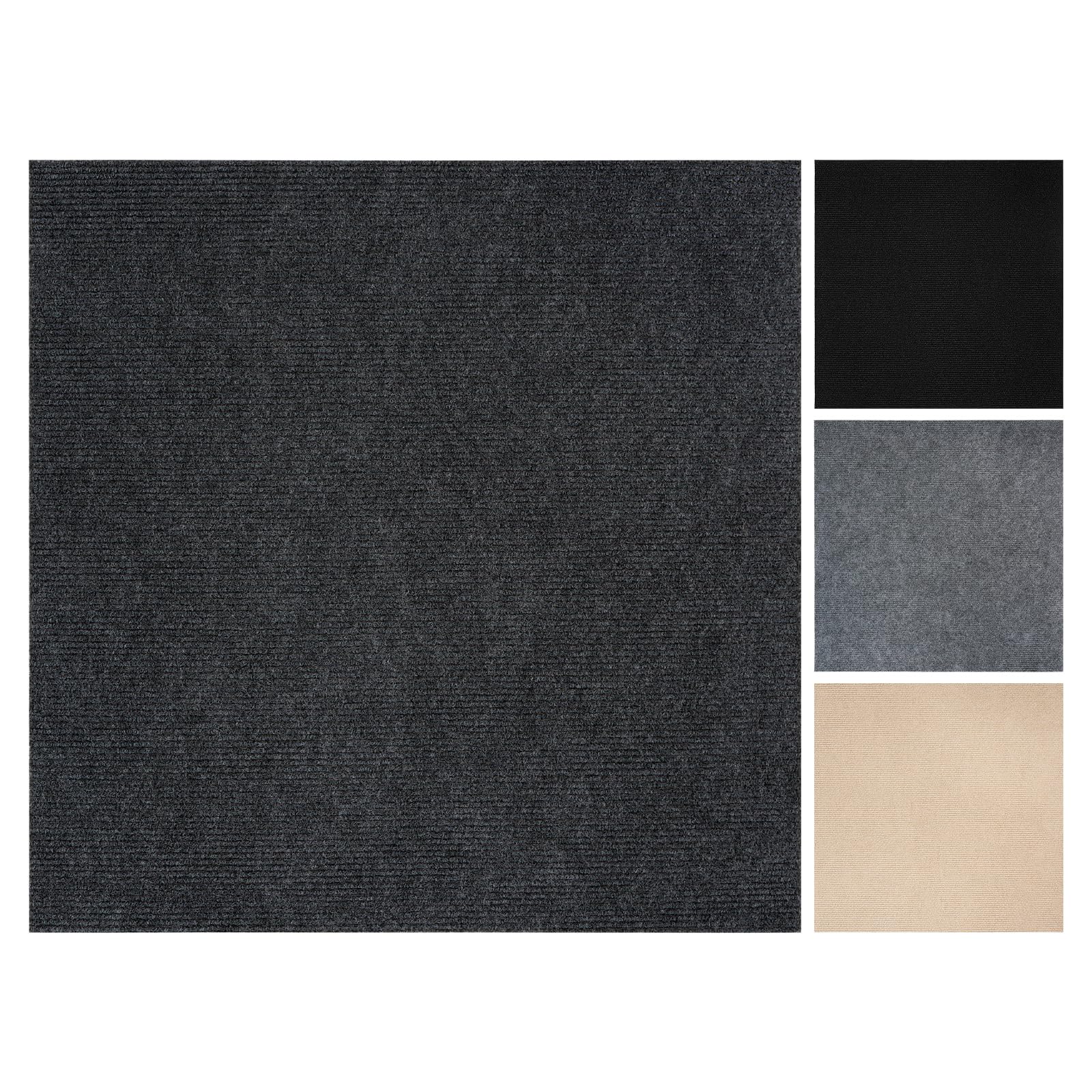 Vieshful Carpet Tiles Peel and Stick 50x50 cm, Self Adhesive Squares Carpet Floor Tile for Flooring Home Office Living Room Bedroom Commercial Apartment Dark Gray 10 Pack