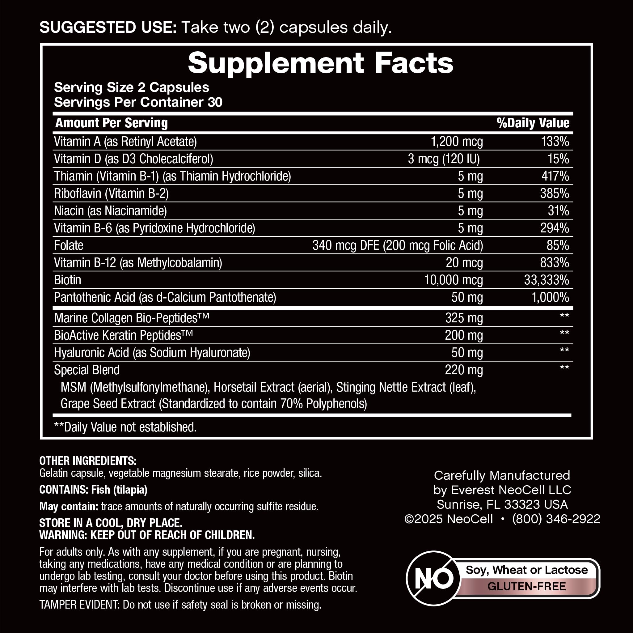 NeoCell Biotin Collagen Keratin Supplement | 80000mcg | 60 Capsules — Amazon image 4