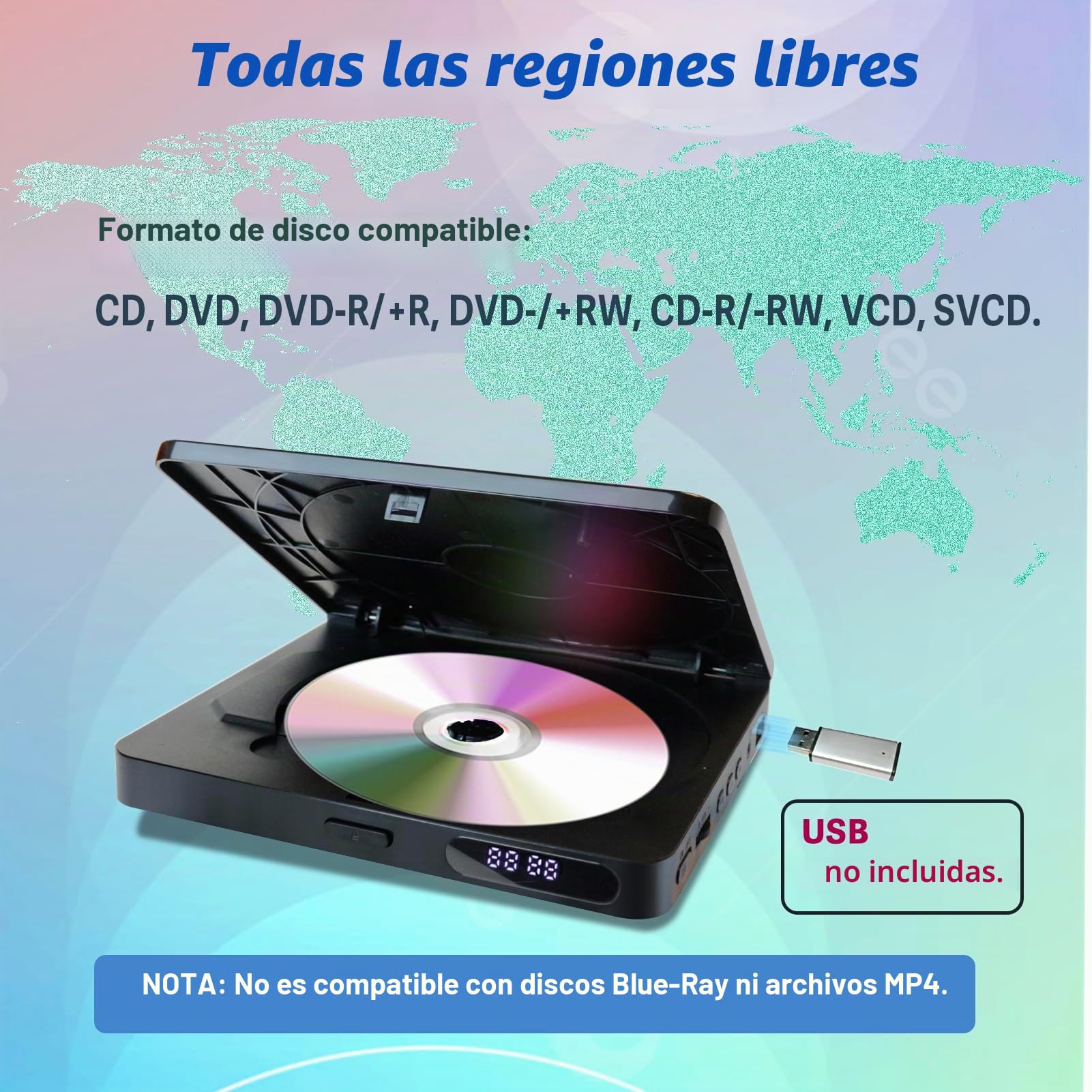 VATI Mini Reproductor de DVD y CD para TV y Hogar - Compacto HD 1080P con Cables RCA/HDMI, Control Remoto, Memoria de Punto