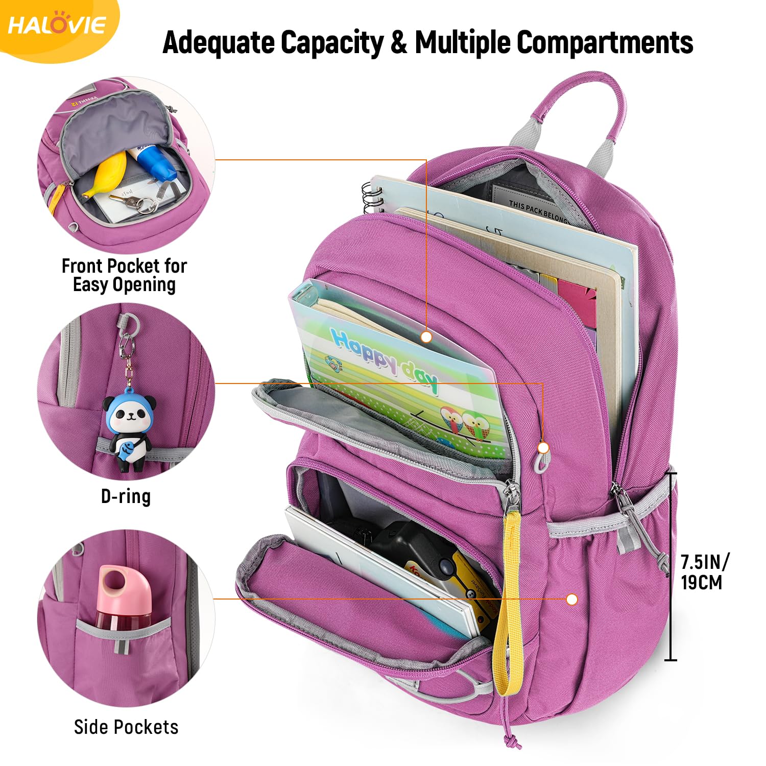 HALOVIE Kinderrucksack 12L mit Brustgurt für 6-10 Jahre Wanderrucksack Outdoor
