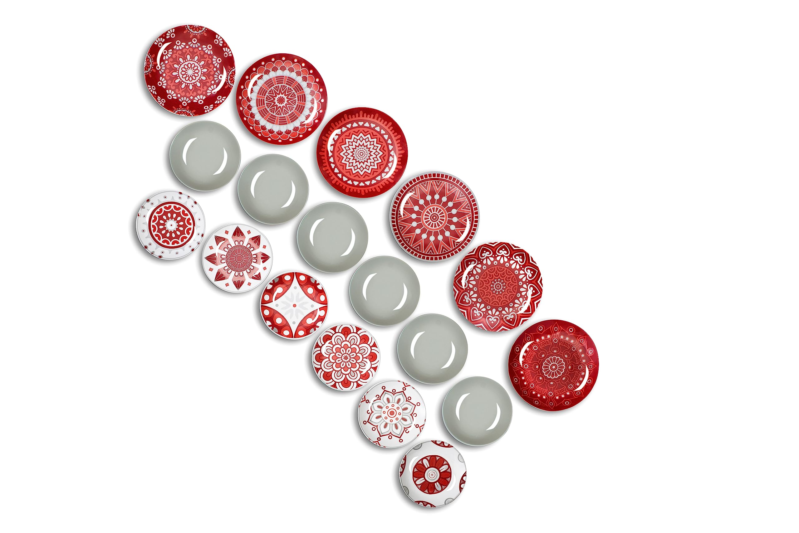 Excelsa Mandala Red Service de vaisselle 18 pièces, porcelaine