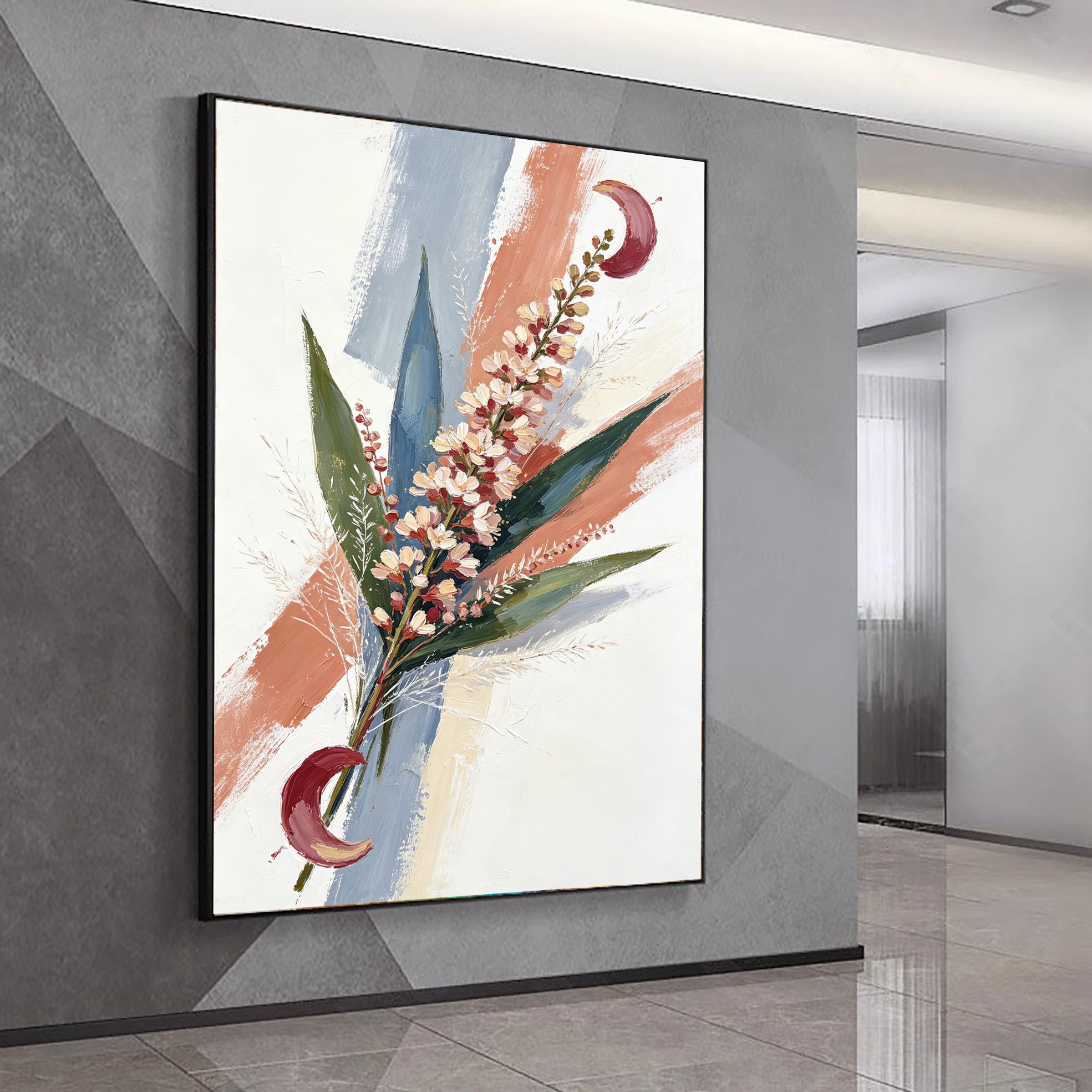 LCDIUDIU Dipinto Ad Olio Floreale Materico Dipinto A Mano, Senza Cornice, Bouquet Di Fiori Astratto Su Tela, Opera D'Arte Botanica Moderna, Decorazione Murale per Soggiorno E Camera da Letto, 90X130
