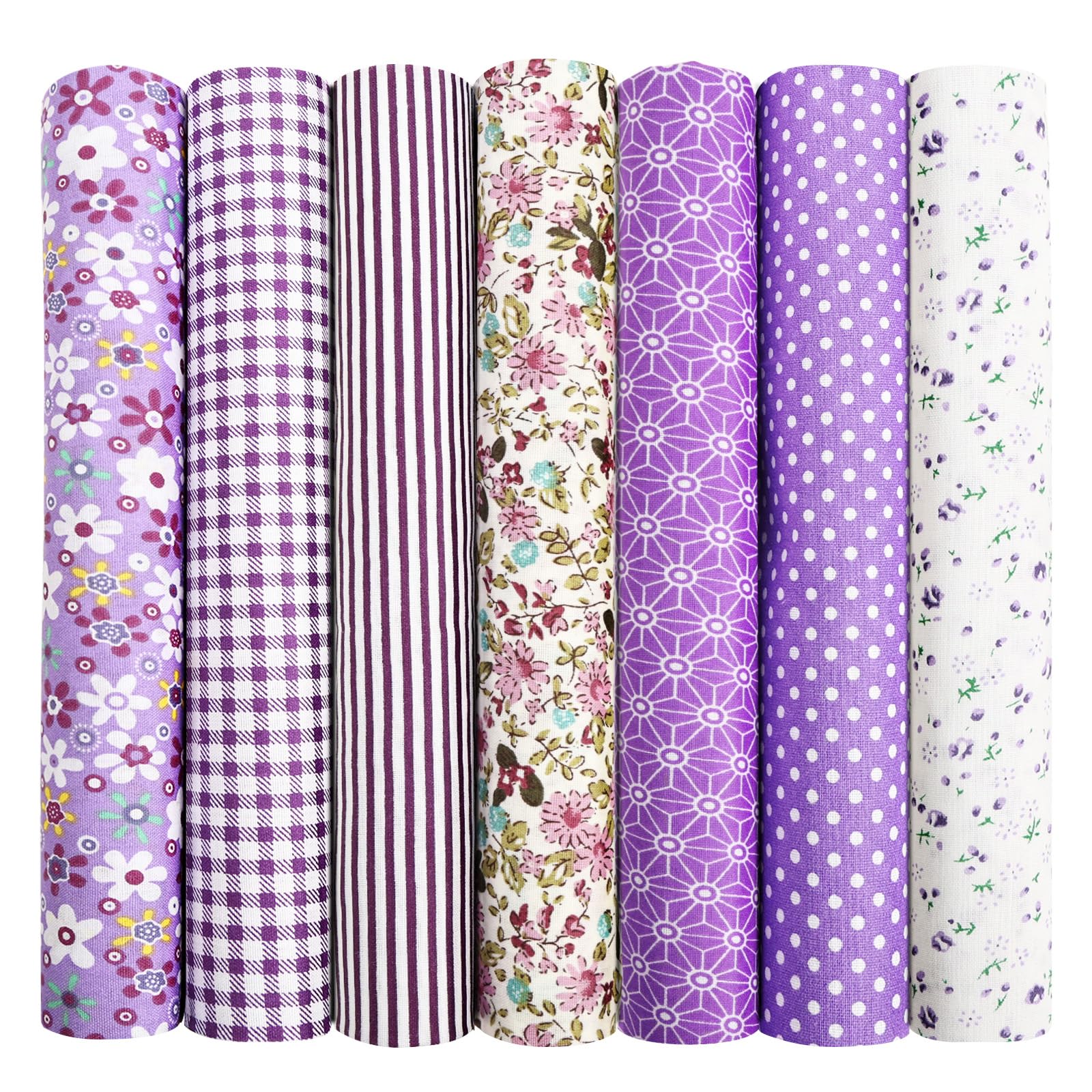 Aucuu 7PCS Fat Quarters Fabric Bundles, 50cm x 50cm Fabric Bundles, Quilting Cotton, Bundle Quilting Craft FA-BRIC
