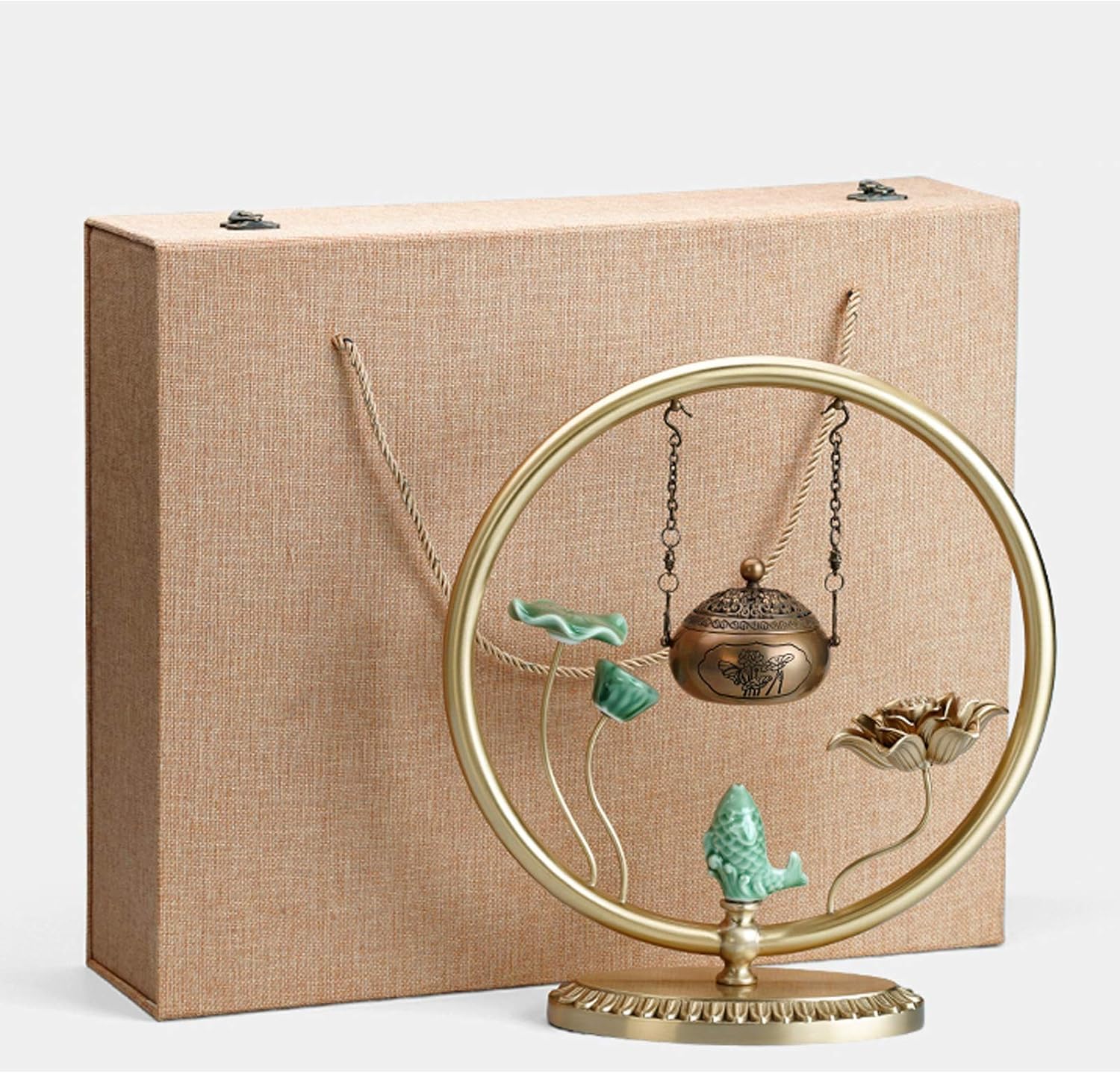 Pure Copper Incense Burner Antique Lotus Hanging Stove Hanging Pan Incense Burner Home Indoor Office Accessories Tea Room Incense Road Decoration Incense Burner Holder