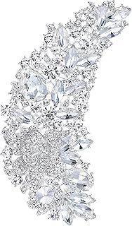 5 Inch Bridal Silver-Tone Flower Bouquet Brooch Austrian Crystal