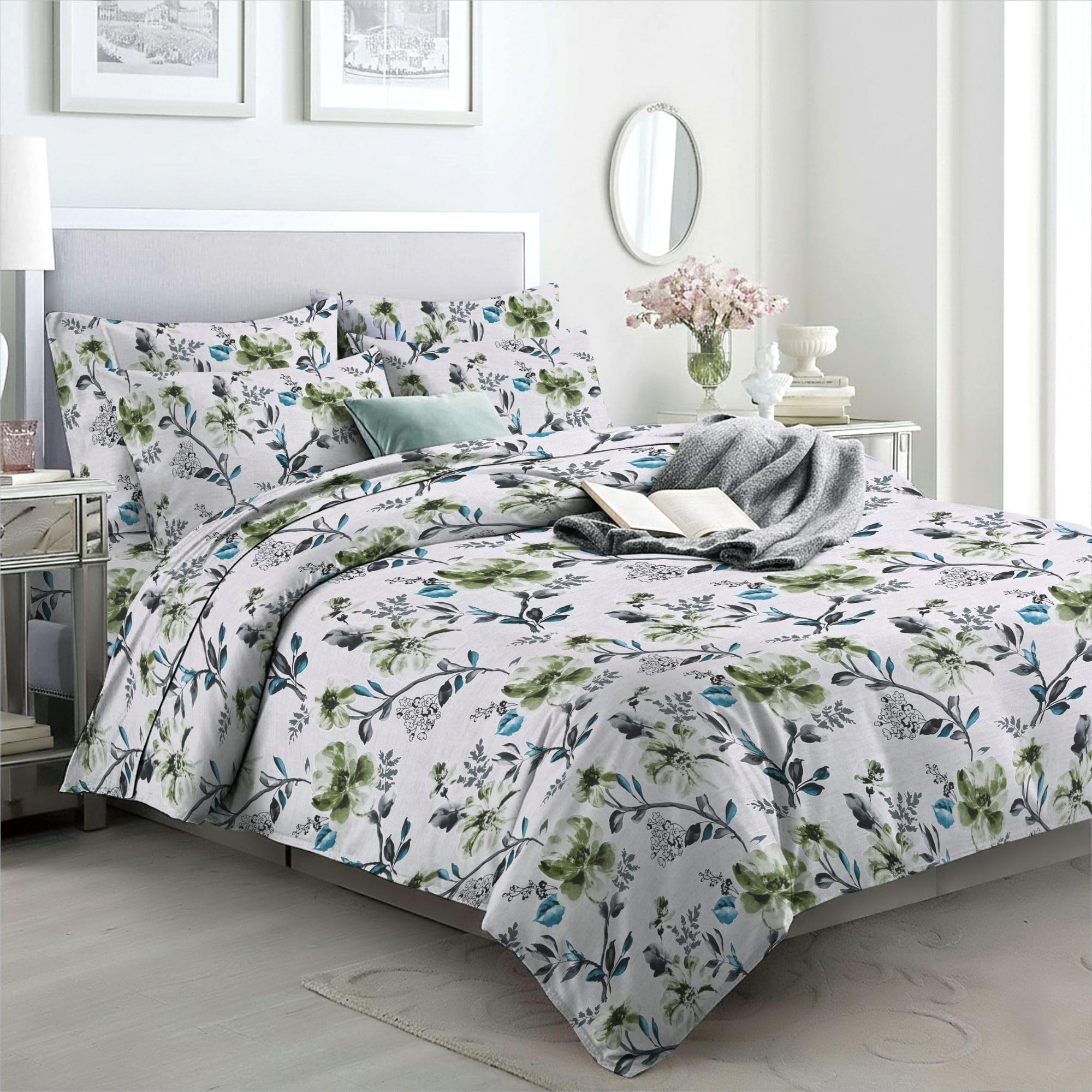 EverSoft Bedding King Size Duvet Cover Set with 2 Pillowcases Soft Brushed Floral Bedding Set, Printed Quilt Cover, Easy Care, Comfortable Durable Bed Linen UK