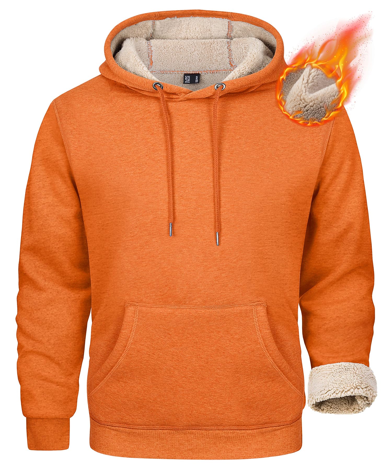 MAGCOMSEN Mens Heavy Hoodie Sherpa Fleece Lined Pullover Thick Winter Hooded Sweatshirt