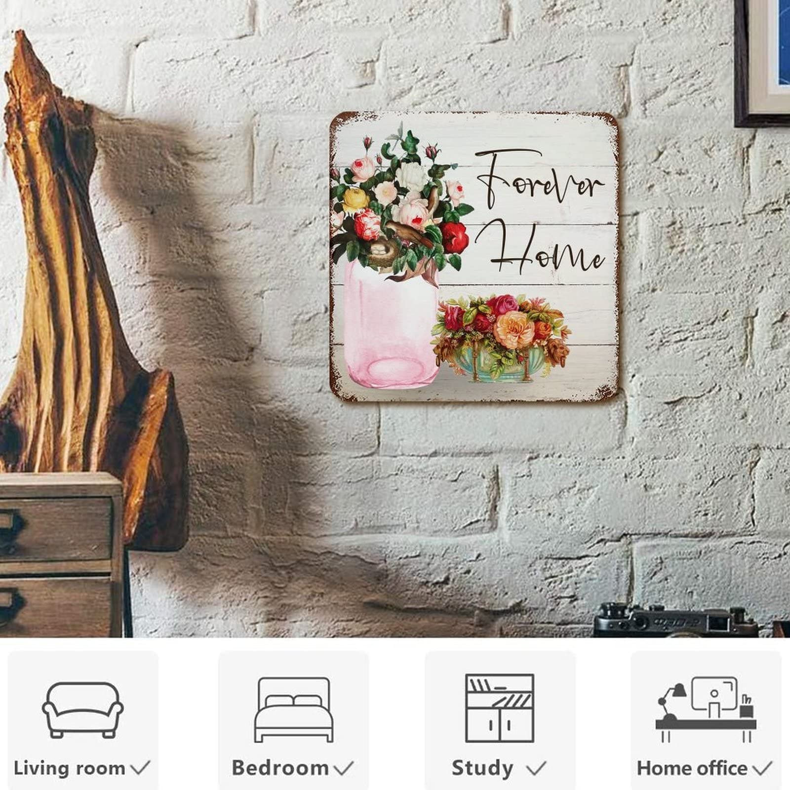 Targa in metallo con tulipano viola, stile vintage, decorazione da parete, per cucina, casa, garage, 40,6 x 30,5 cm