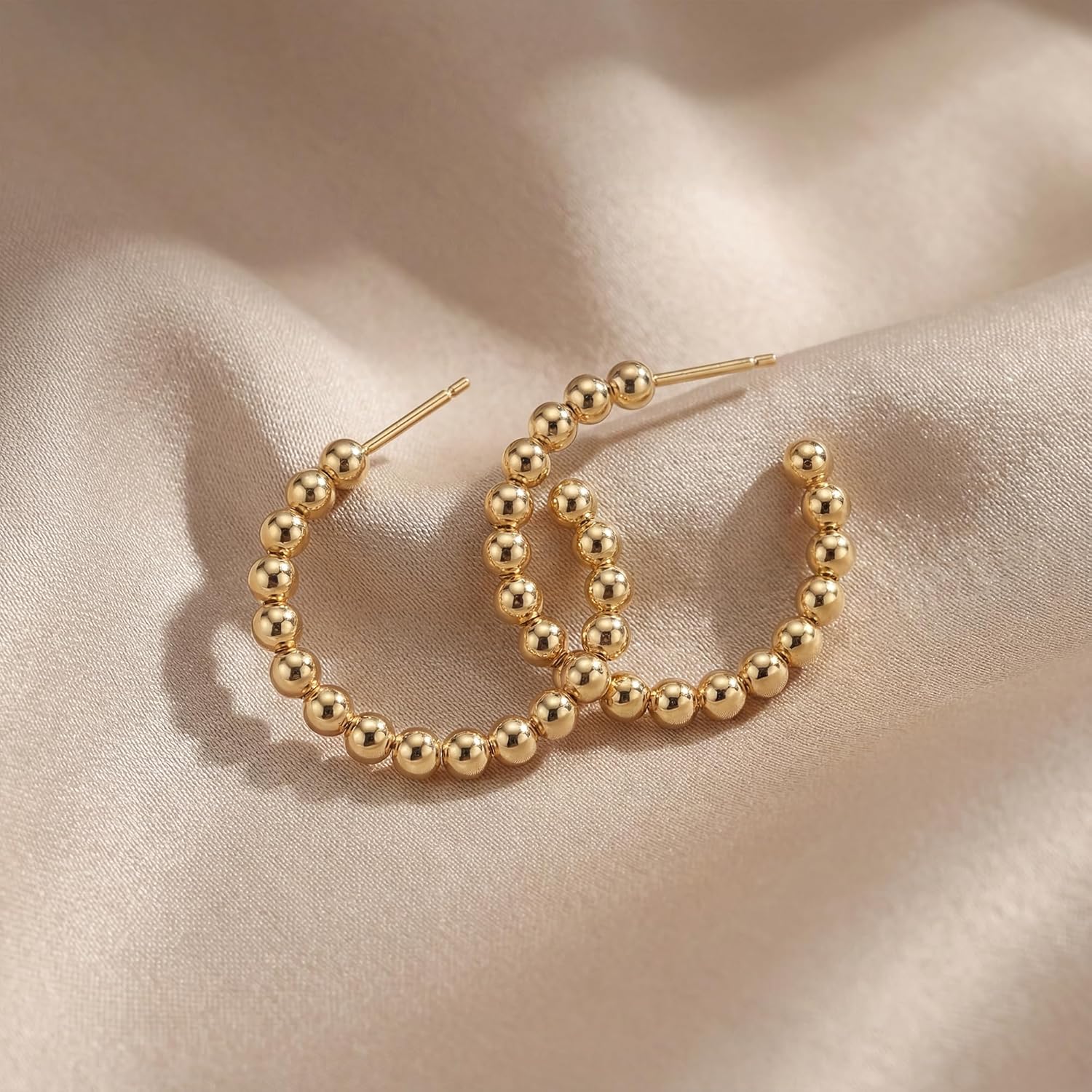 MEVECCO Gold Hoop Earring Sterling Silver Post Open Hoops 18K Gold Plated Small Hypoallergenic Gradual Earrings Jewelry for Her - Image 6