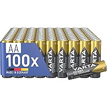 VARTA Pile AA, confezione da 100, Power on Demand, Alcaline, 1,5V, confezione in imballaggio ecologico, per accessori computer, dispositivi Smart Home, Made in Germany (Esclusivo su Amazon)