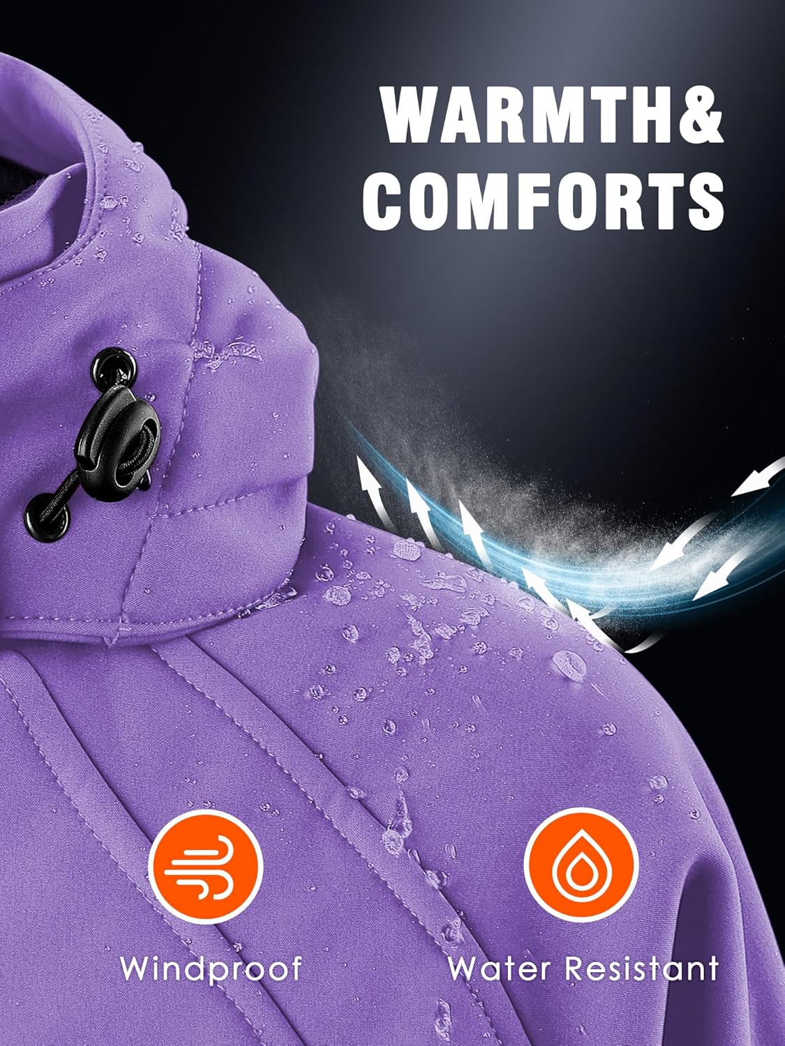 WASOTO Heated Jackets for Women 18400 mAh Battery Pack Water-Resistant Slim Fit with Detachable Hood Hiking Jackets - Image 4