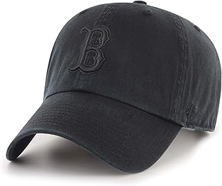 '47 Forty Seven Brand Boston Red Sox Tone On Tone Black Clean Up Curved Visor Strapback Cap