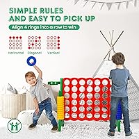 Vista 4 de HONEY JOY Juego gigante gigante de 4 a puntuación, 3 en 1 para interiores y exteriores, juego de patio familiar con aro de baloncesto y lanzamiento