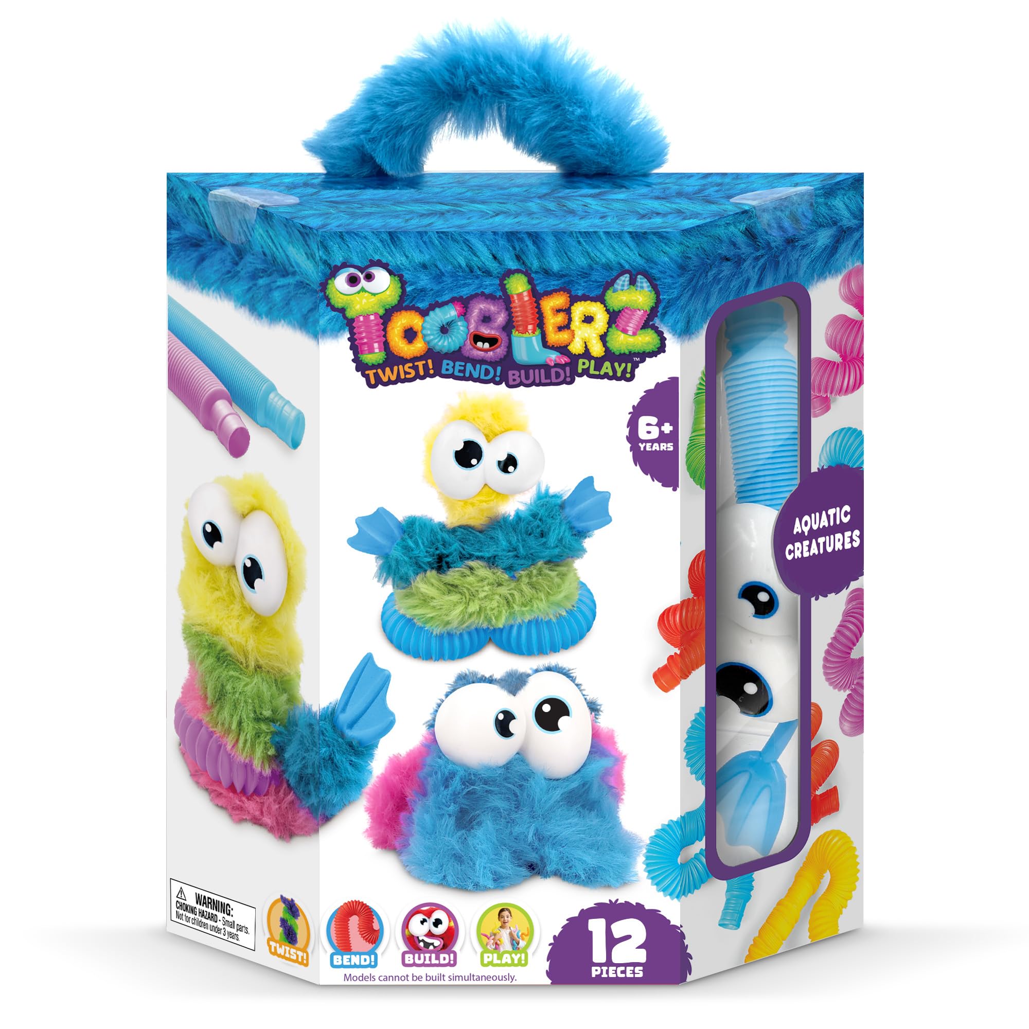 WeVeel TOOBLERZ Aquatic Creaturez Medium Set – 12-Piece Mix-and-Match Craft Kit for Kids – Includes Fuzzy Chenille Sticks, Fidget Tubes & Character Accessories – Creative Toy for Ages 6+