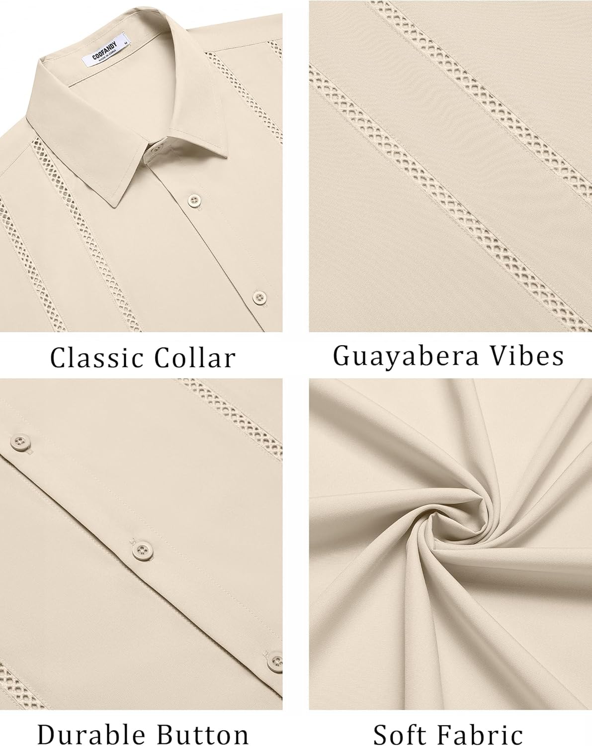 COOFANDY Men's Cuban Guayabera Shirt Summer Beach Vacation Shirt Casual Short Sleeve Button Down Resort Wear - Image 7