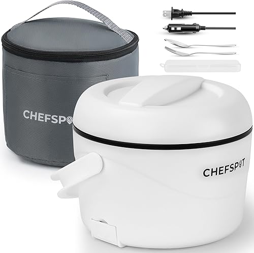 Miniatura 8 de Lonchera eléctrica, calentador de alimentos portátil de 37oz con enchufes de 12V/24V para automóvil y 120V para el hogar, a prueba de derrames, sin