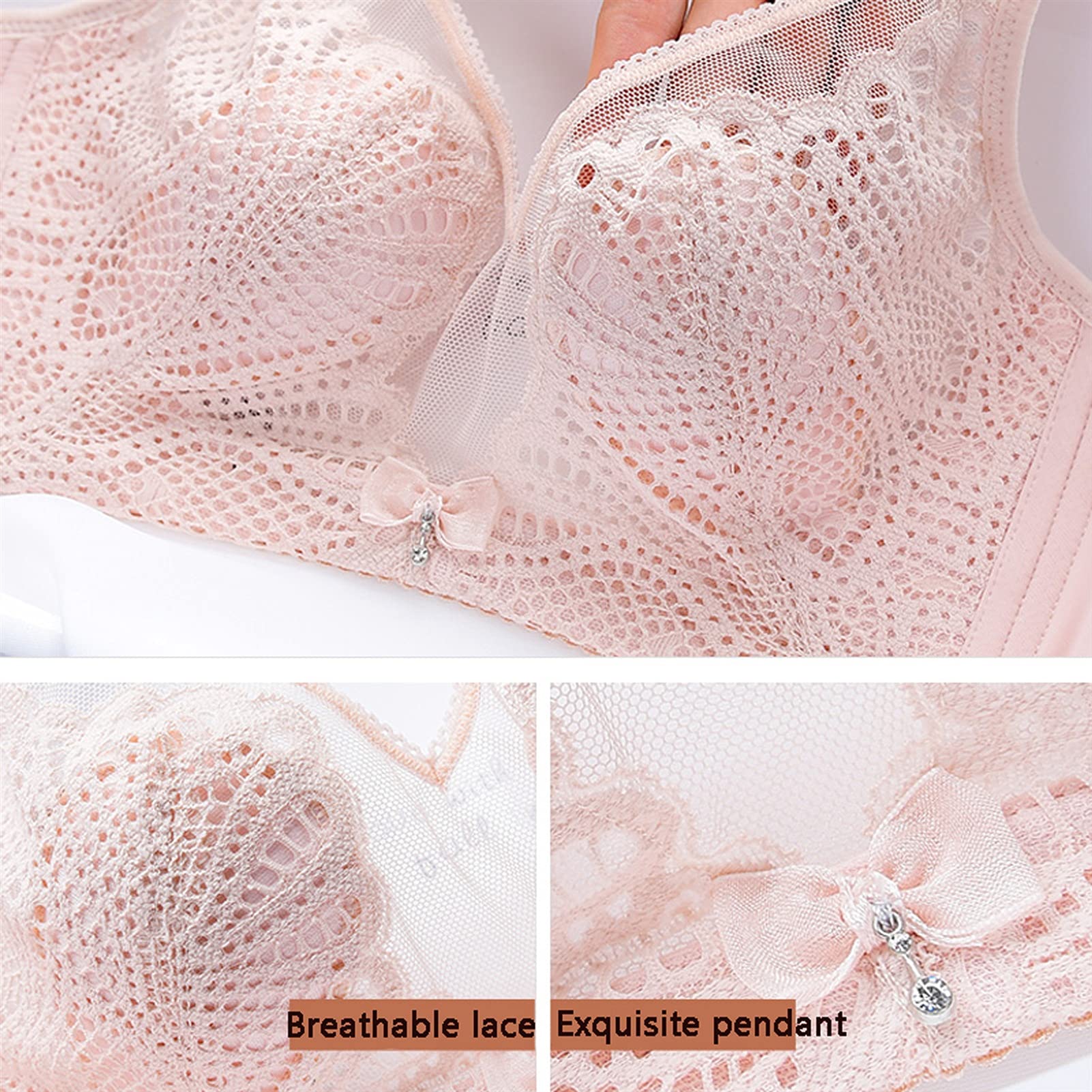 WENJUN Bralettes de encaje para mujer tamaño grande minimizador sexy cobertura completa sin costuras alambres con almohadillas extraíbles color: marrón tamaño: 85B