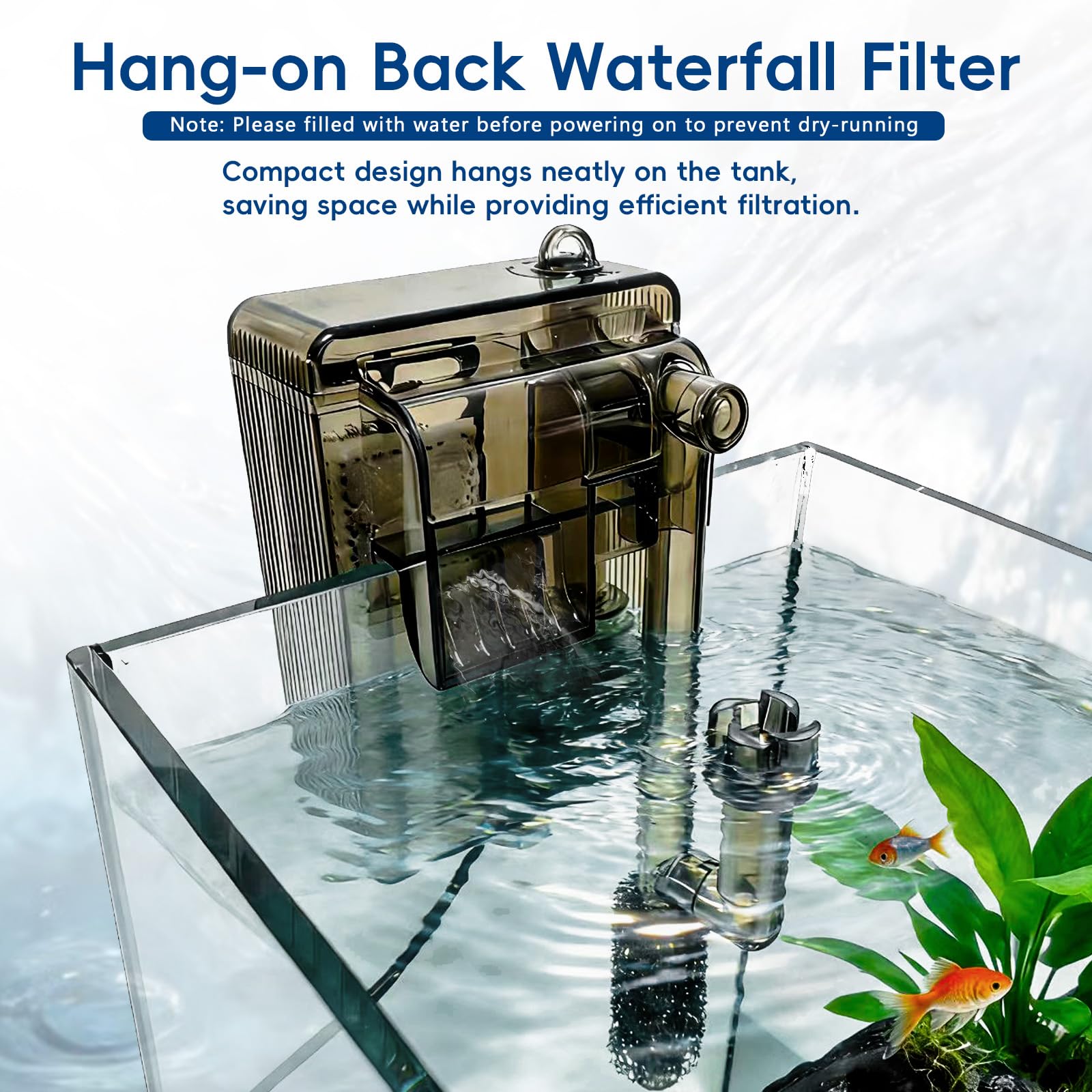Kit de nano acuario de 2.1 galones con tapa, filtro para colgar que ahorra espacio y luz LED, tanque de peces de escritorio de vidrio ultra transparente sin montura para peces pequeños