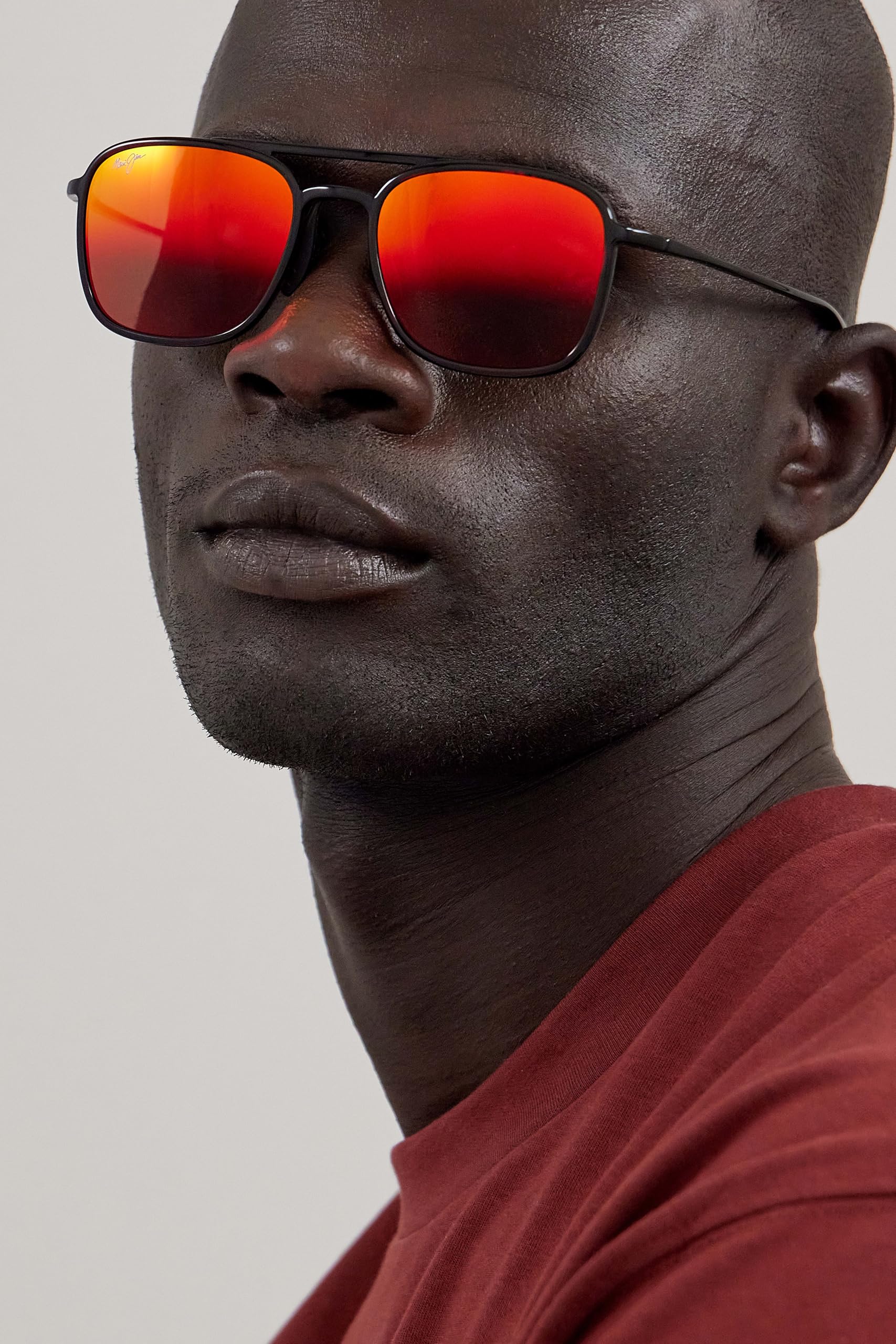 Maui Jim Damskie okulary przeciwsłoneczne Keokea W/opatentowane polaryzacyjne plus 2 soczewki kwadratowe, Czerwony/Czarny Żółw/Hawaje Lawa Polaryzacyjne, M