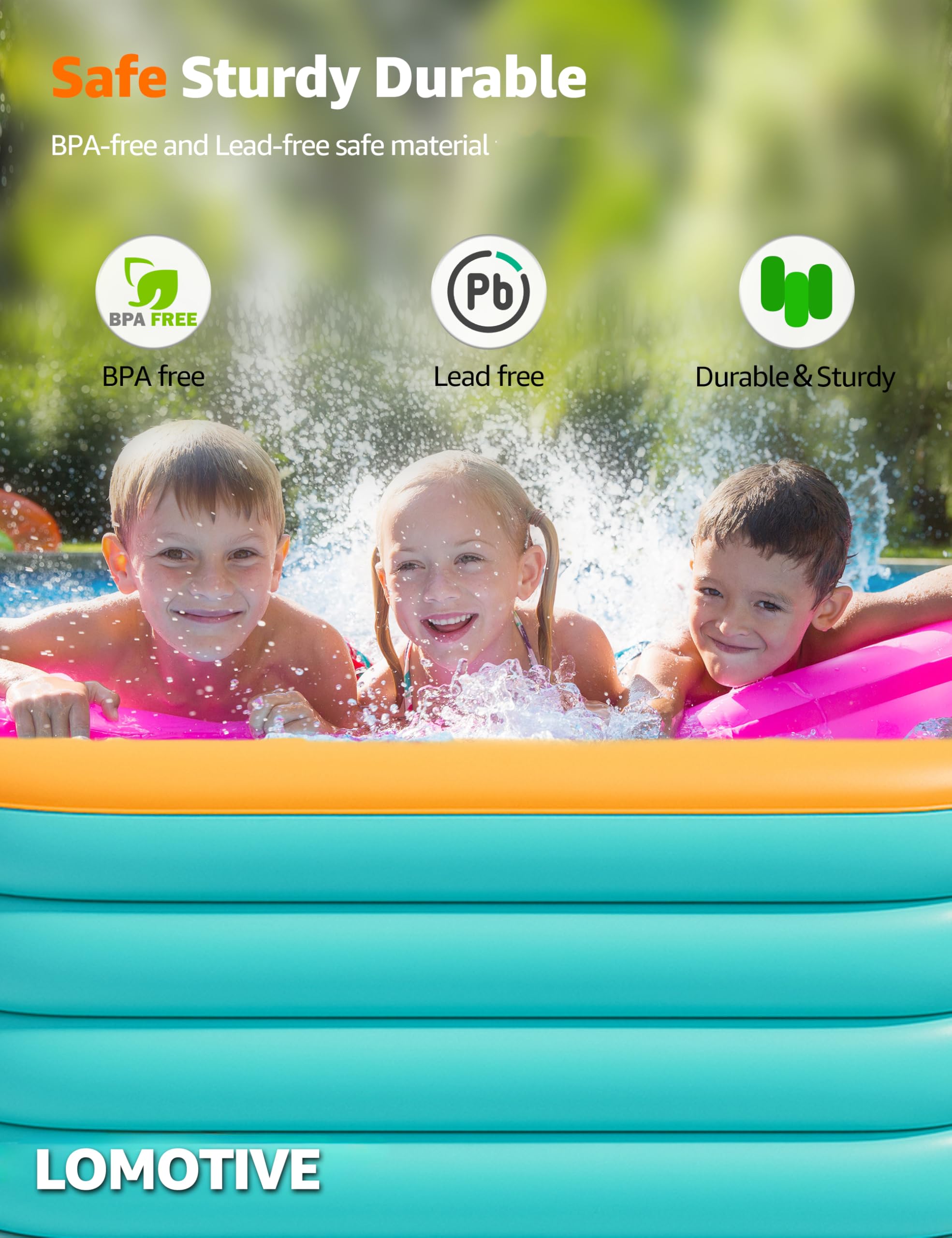 Aufblasbarer Pool für Kinder und Erwachsene, 4-lagig, 304,8 cm, Orange | 304,8 cm, 4-lagig, 0,32 mm dickes PVC, 7,3 kg, Schwimmbad für Familie, Haustiere, Hinterhof, Sommer im Freien