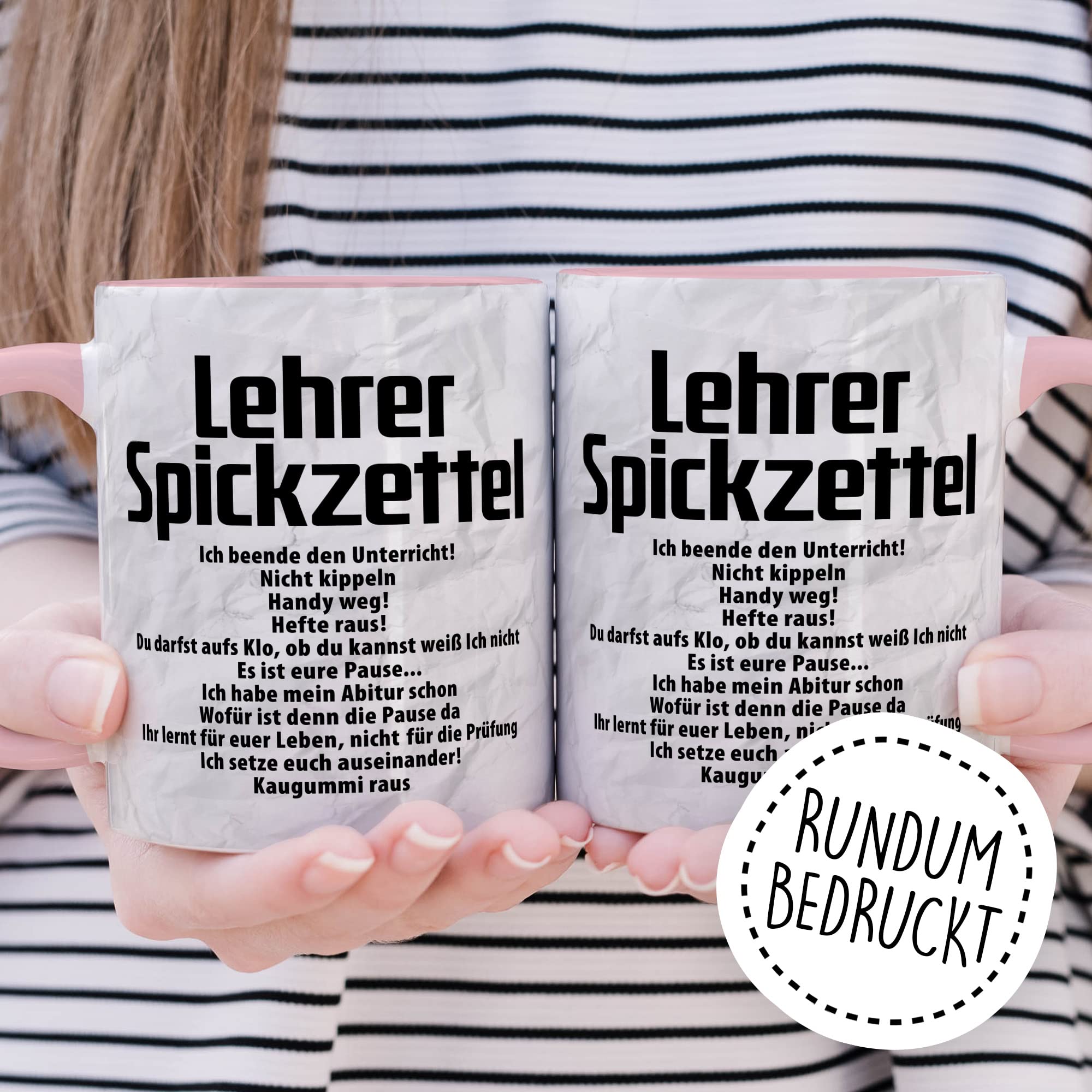 Lehrer Tasse, Lehrer Spickzettel, Geschenkidee lustig Lehrerin Lehrerin Beruf Spruch lustig Grundschule, Geschenk Kollegen Schule (Weiß/Pink)