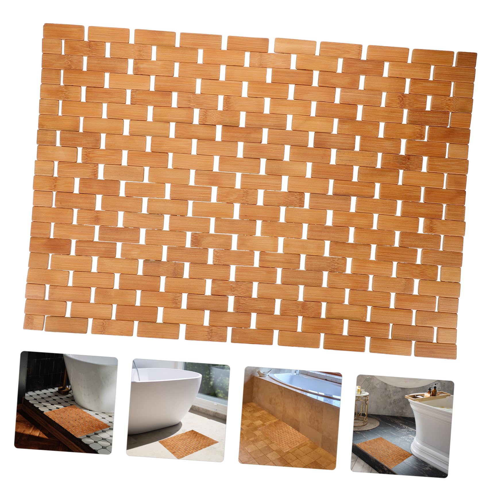 Cabilock Alfombrilla de Baño en Color Caqui de Bambú Antideslizante Superficie Lisa, Alfombra Absorbente para Hotel y Baño
