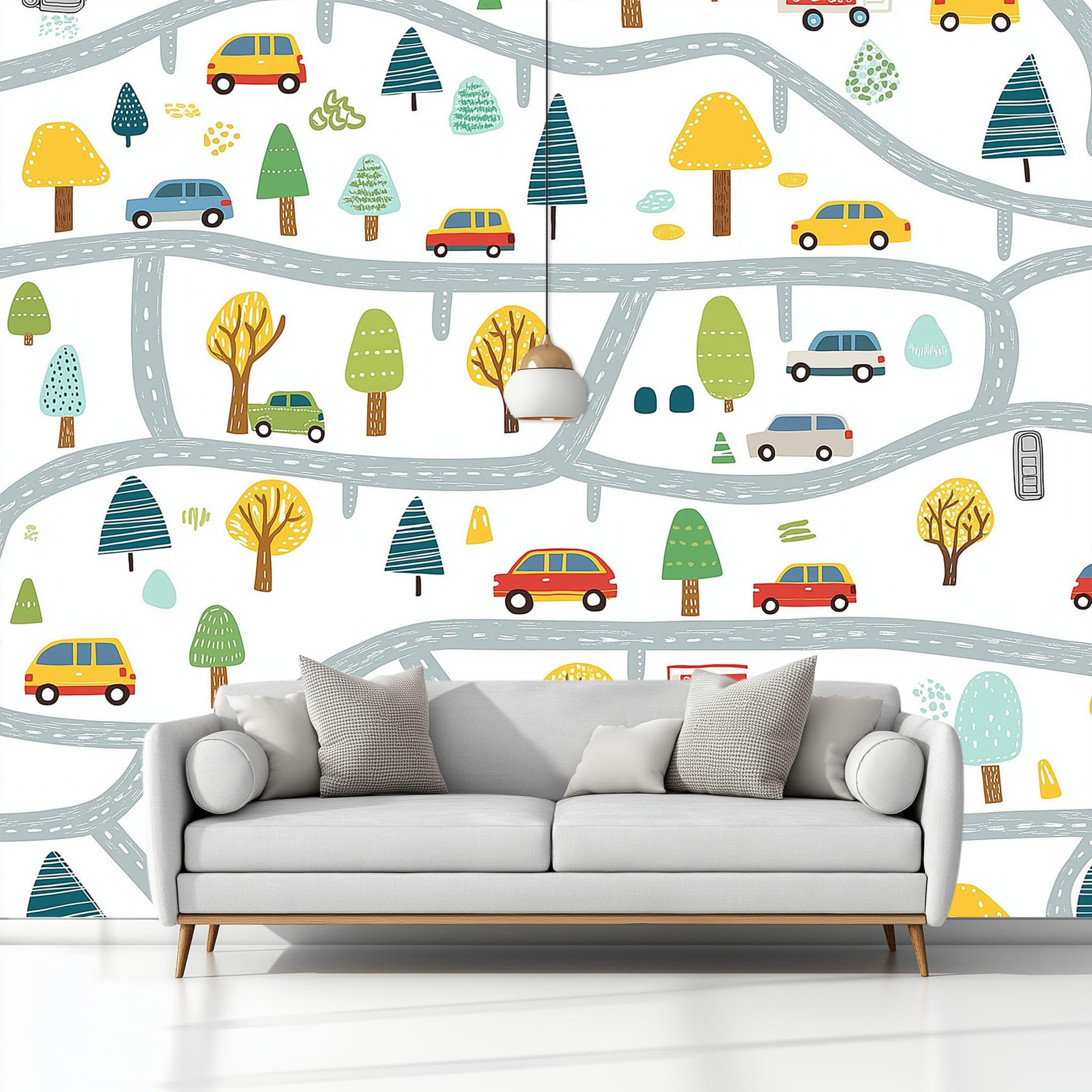 Tapeta ścienna 3D Transport ulice miasto fototapeta drukowana, wysokiej jakości włóknina dekoracyjna mural, plakat projektowy, biały, 200 x 140 cm