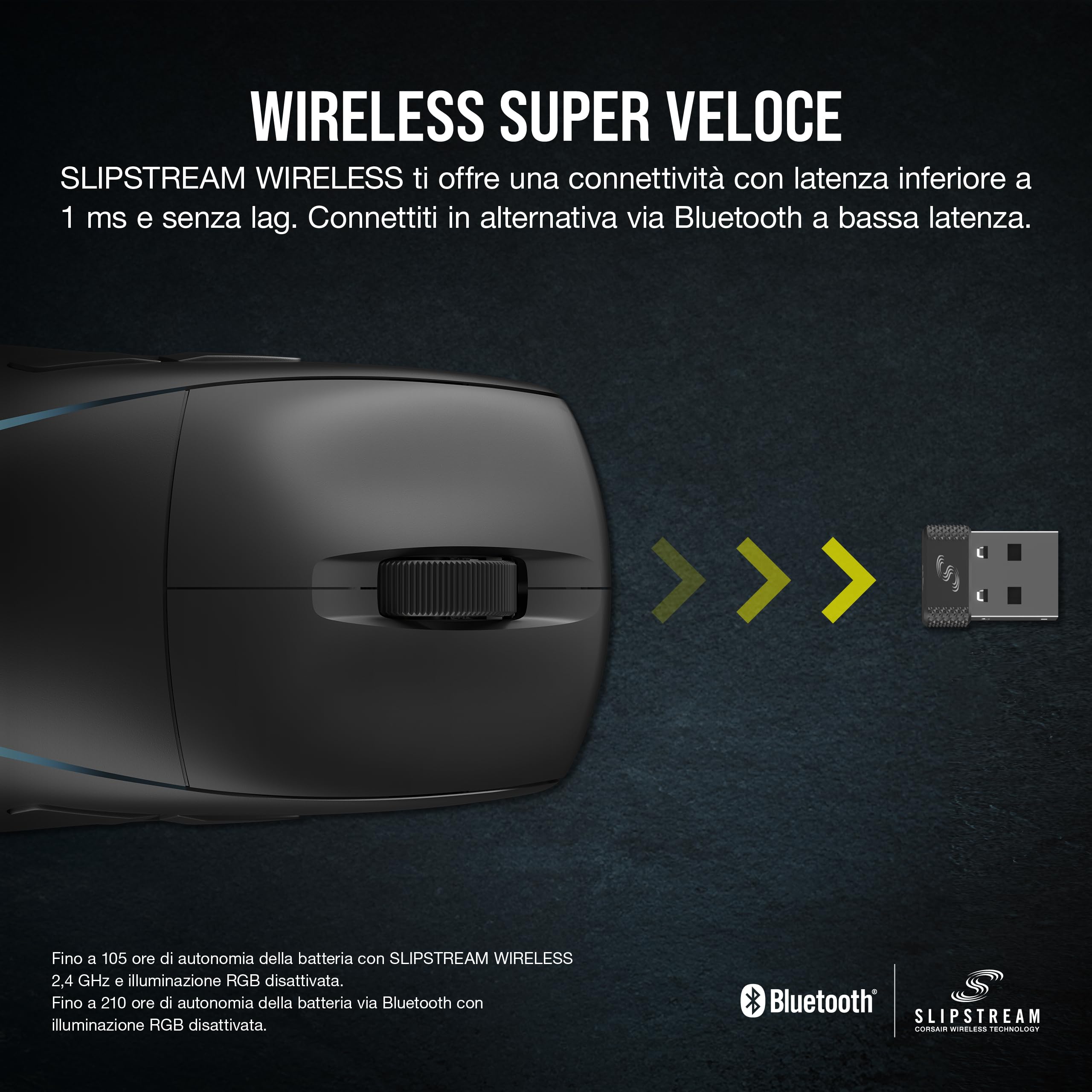 Corsair M75 WIRELESS RGB Mouse da Gioco FPS Leggero – 26.000 DPI – Pulsanti Laterali Intercambiabili – Compatibile con iCUE – PC – Nero