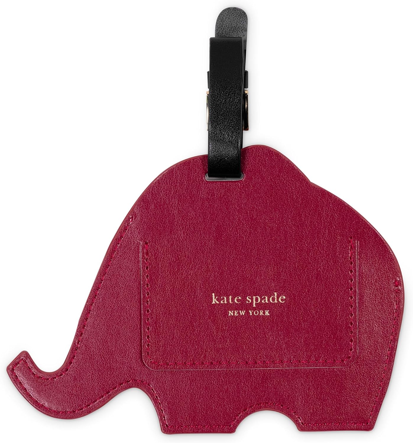 kate spade new york Round Red Vegan Leather Luggage Tag for Women, Durable Suitcase ID Tag (Elephant) - Image 2