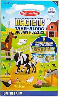 Melissa & Doug Take-Along Magnetic Jigsaw Puzzles Travel Toy On the Farm (2 15-Piece Puzzles) - FSC Certified