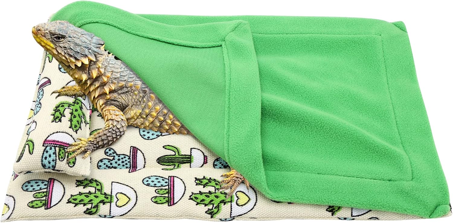 Mogoko Bearded Dragon Blanket Reptile Sleeping Bag with Pillow and Blanket for Terrarium Bearded Dragon Leopard Gecko Lizard Green
