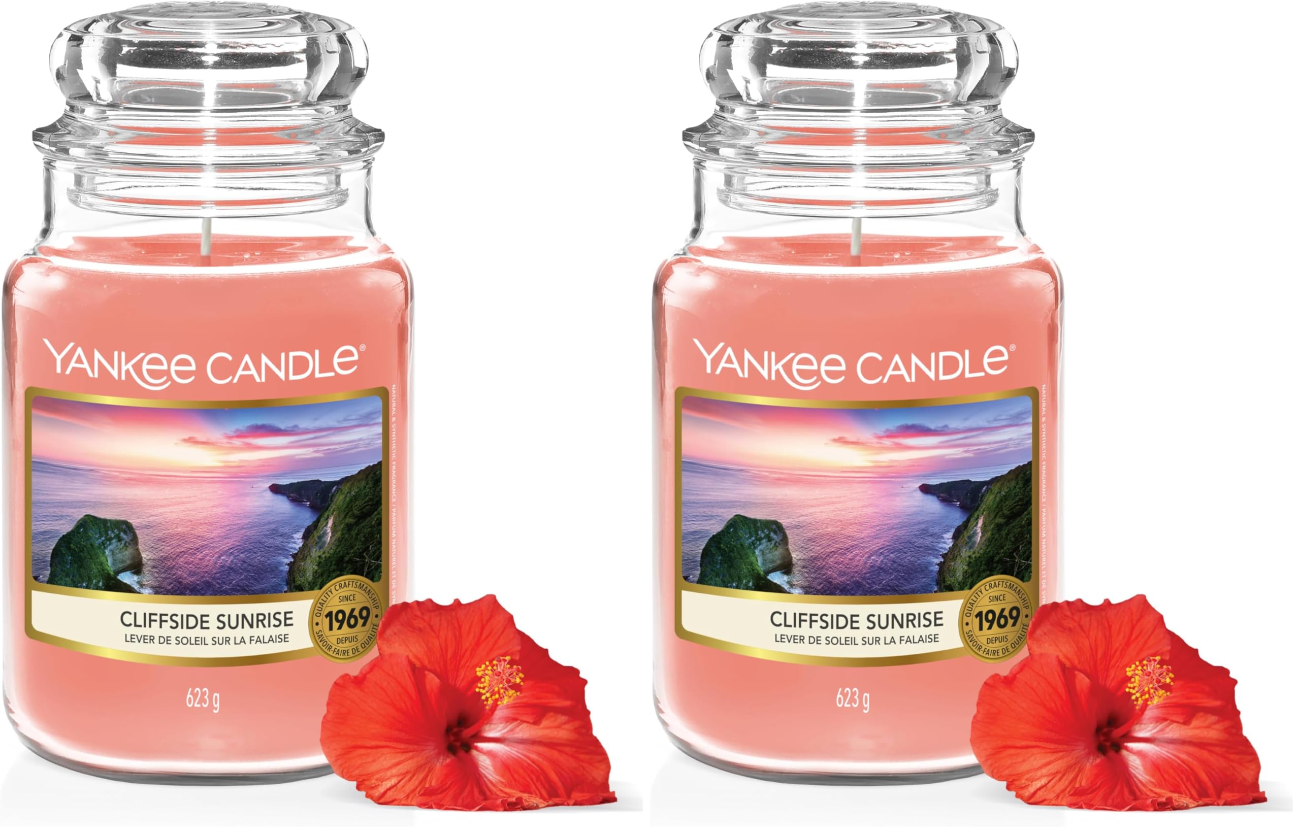 Yankee Candle Vela aromática | Amanecer en el Acantilado vela en tarro grande | Velas de larga duración: hasta 150 h | Regalos perfectos para mujeres (Paquete de 2)