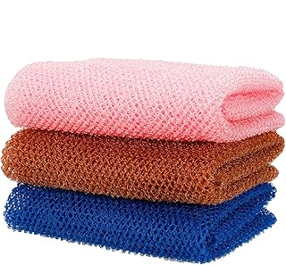 umorismo 3Pcs African Exfoliating Net Bathing Sponge Net African Long Bath Sponge Body Exfoliating Wash Scrub Shower Sponge Exfoliating Cloth Back Scrubber for Men Women