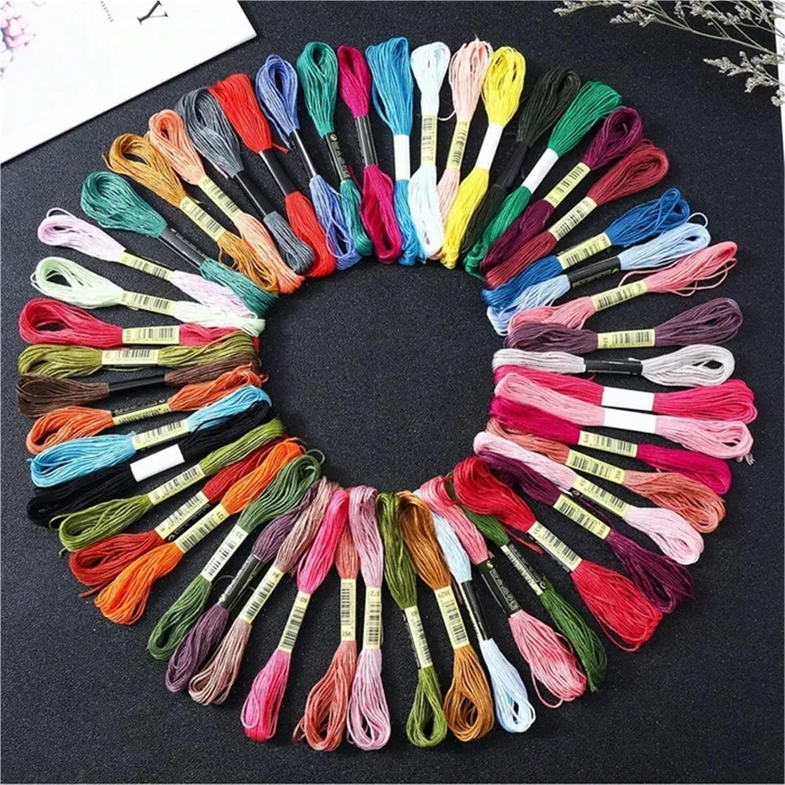Hilo de bordado multicolor para punto de cruz, hilo de algodón, juego de madejas de costura (200 unidades)