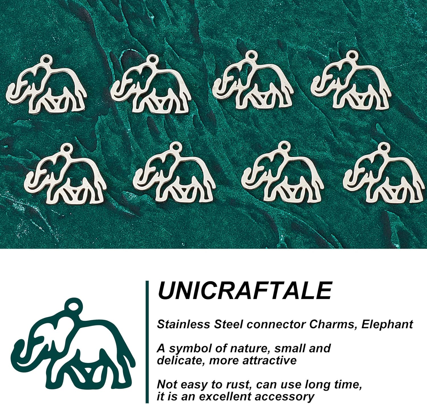 UNICRAFTALE 20pcs Elephant Hollow Charms 201 Stainless Steel Pendants Hypoallergenic Metal Animal Charms for Bracelets Necklace Jewelry Crafts Making - Image 4
