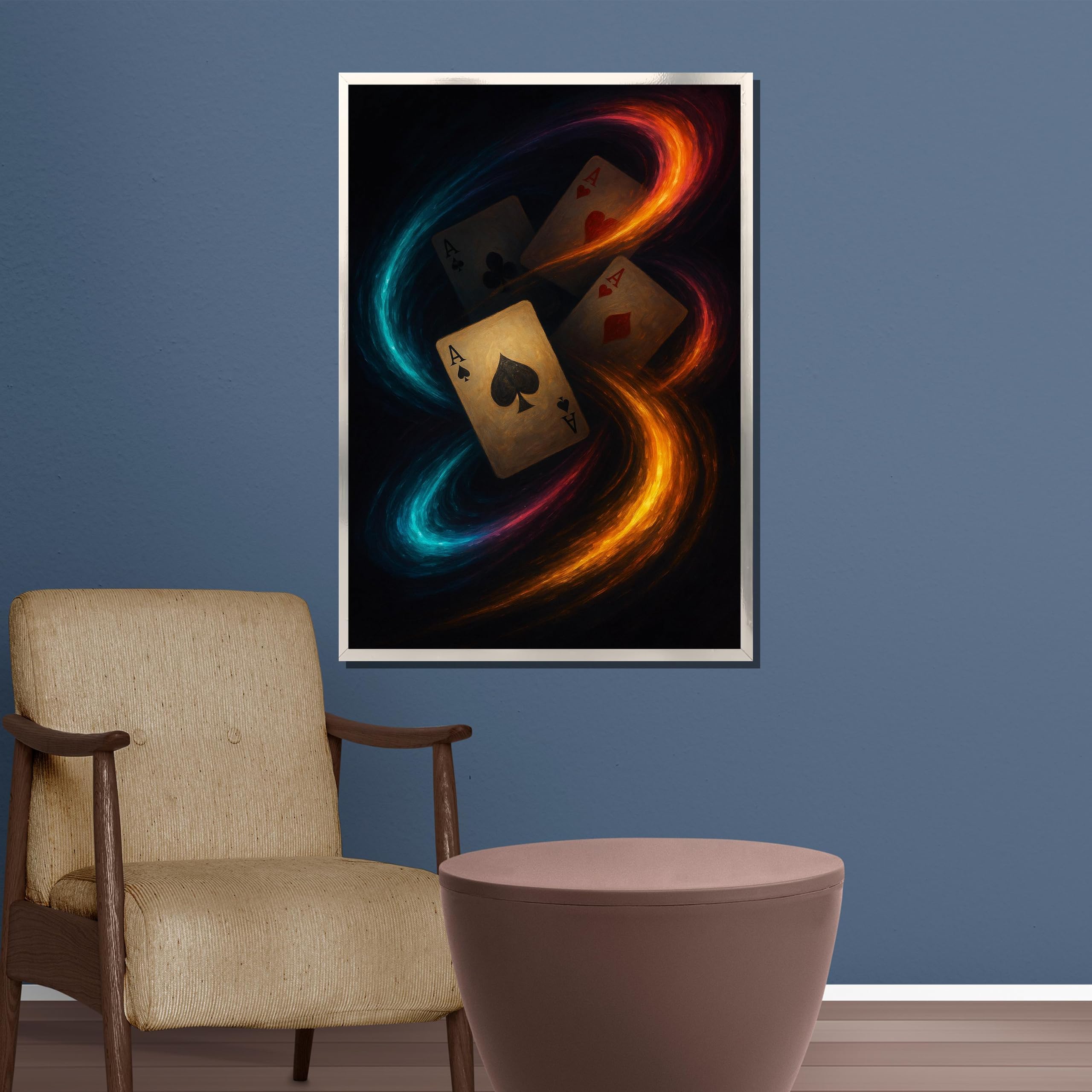 YUSUZHU Tela Esplosione Galassia in Vinile – Opera d'arte astratta a tema musicale e spaziale con colori per poster e dipinti murali cosmici (60x80 cm/Cornice interna)