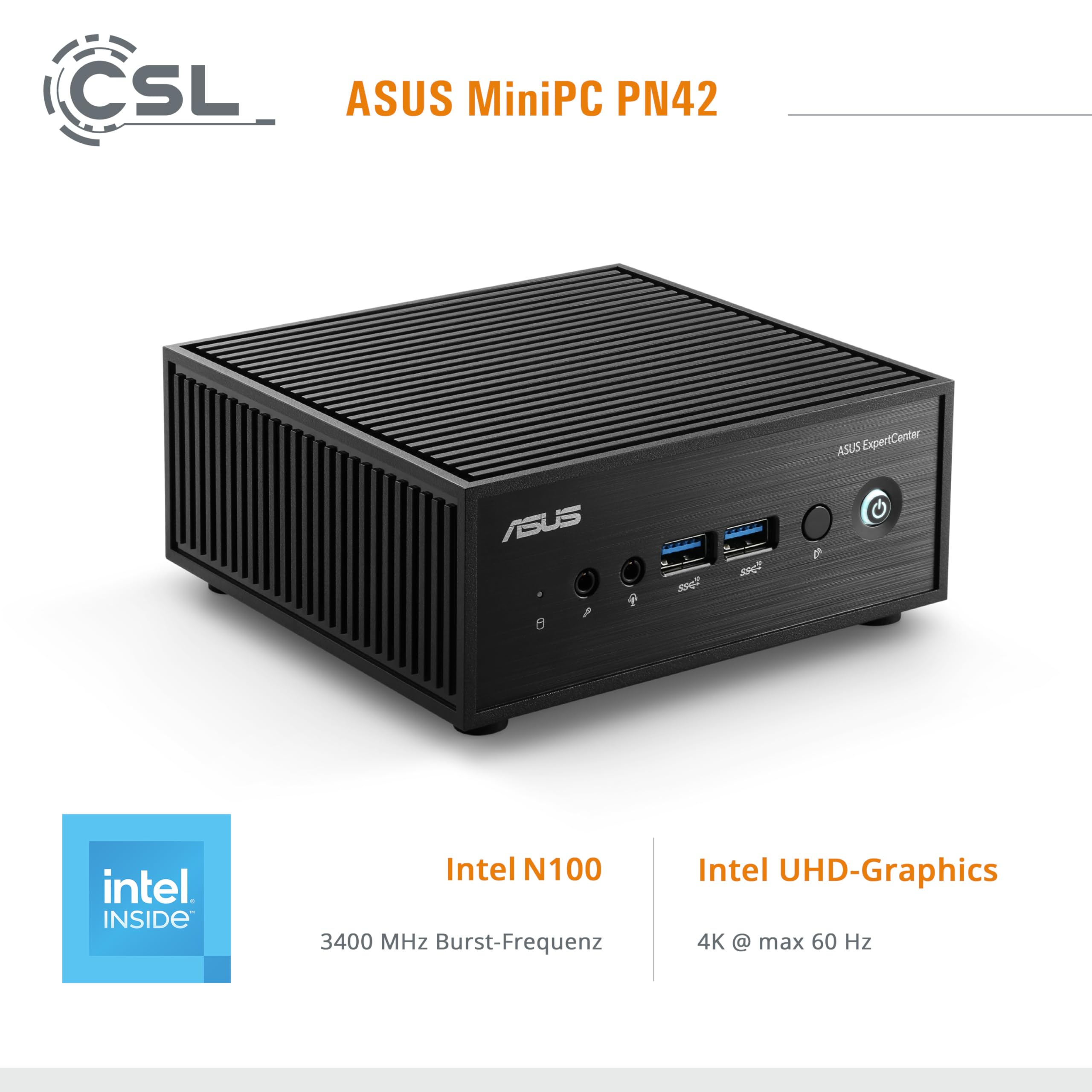 Mini PC ASUS PN42 avec Windows 11 Famille, Intel N100 4X 3400 MHz Turbo, 1000 Go M.2 SSD, 16 Go DDR4-RAM, Intel UHD, HDMI 2.0, DP 1.4, USB 3.2, BT 5.1, WLAN