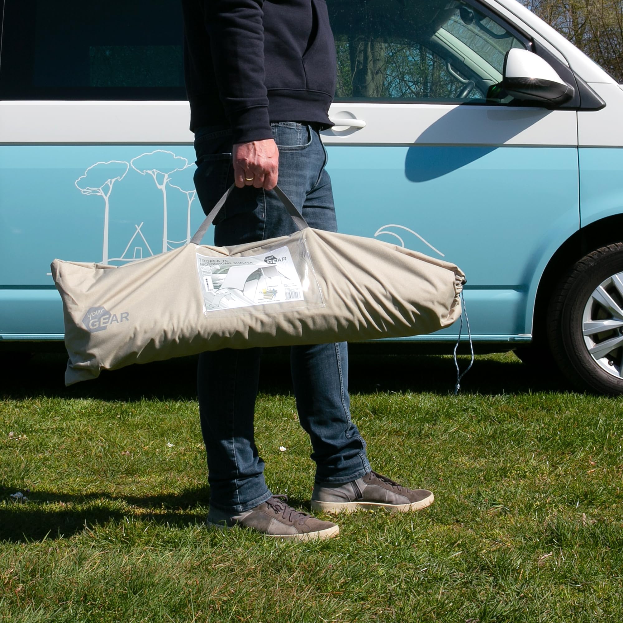 your GEAR Tropea TC Bus Auvent UV 50+ Toile d'ombrage en coton avec parois latérales Auvent pour camping-car Bulli Van