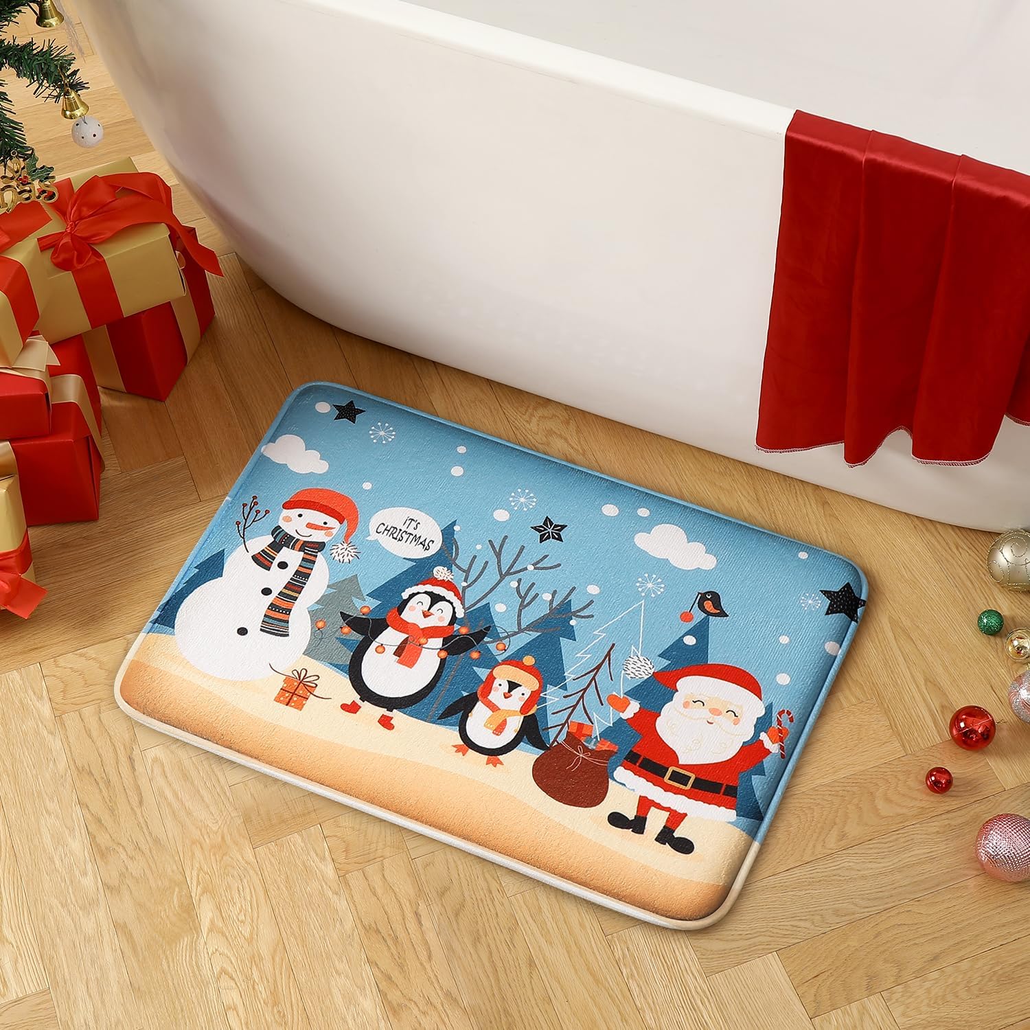 BYSURE Christmas Bathroom Rugs 17" x 24" NonSlip Absorbent