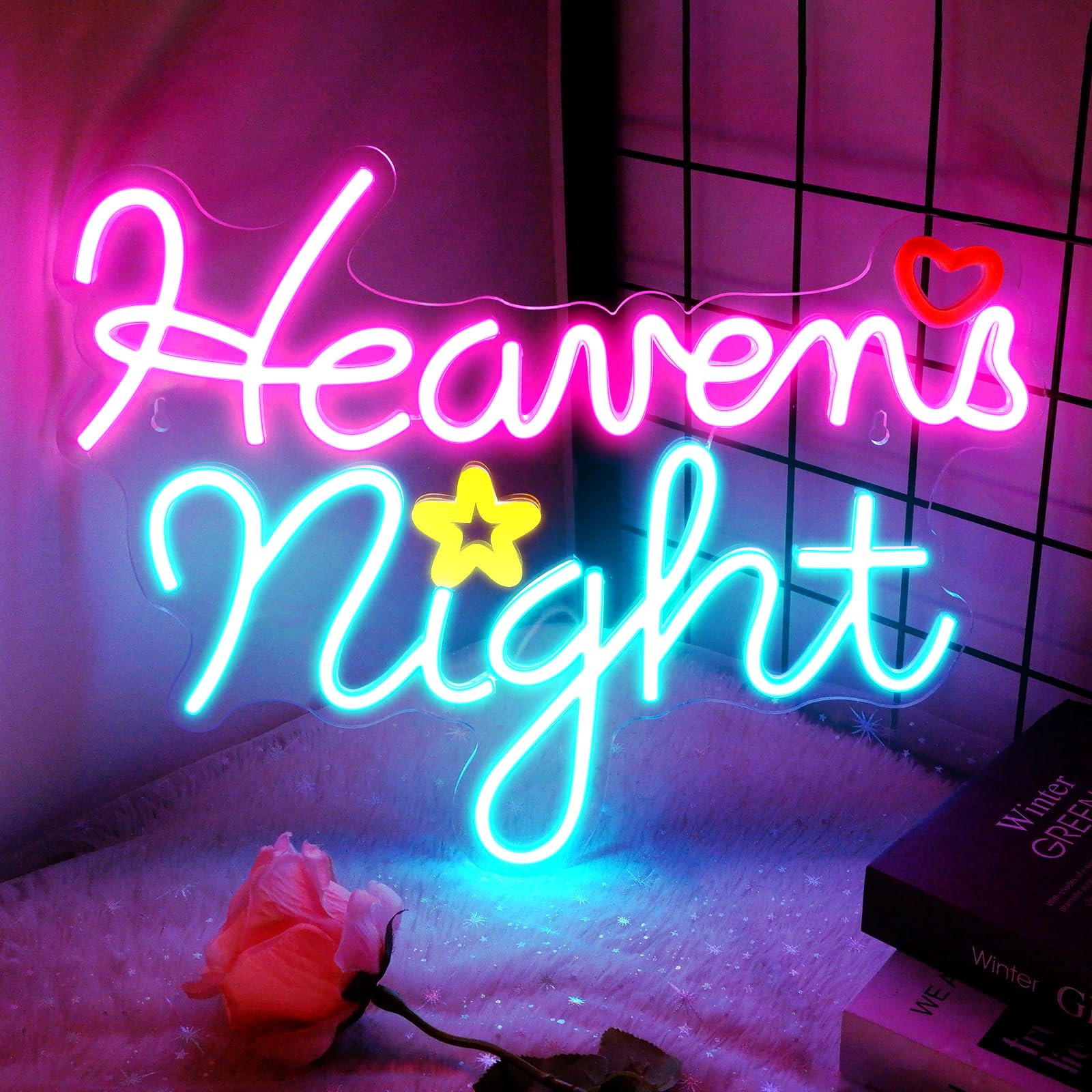 Heavens Night Neon Sign, Halloween Dimmer Neon Signs for Wall Decor 16 X 12.5 Inch, USB Powered Coloured LED Neon Lights for Bedroom, Party, Family Gathering, Candy Shop Art Decoration