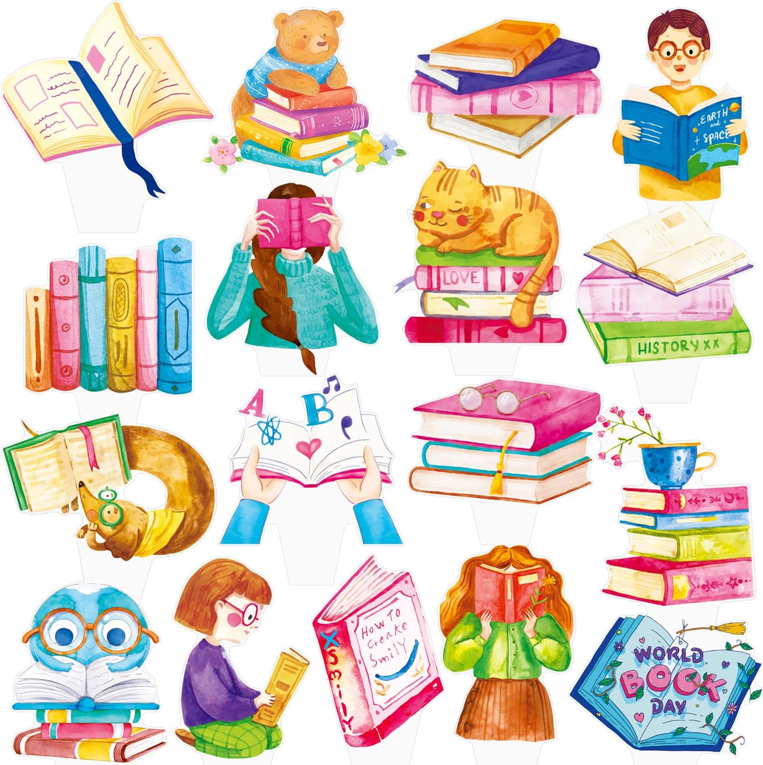 Books Club Cupcake Toppers Book Themed Party Decorations 48PCS Reading Books Cupcake Picks Storybook Birthday Party Supplies Books Cake Decorations for I Love Reading Library Party Decor
