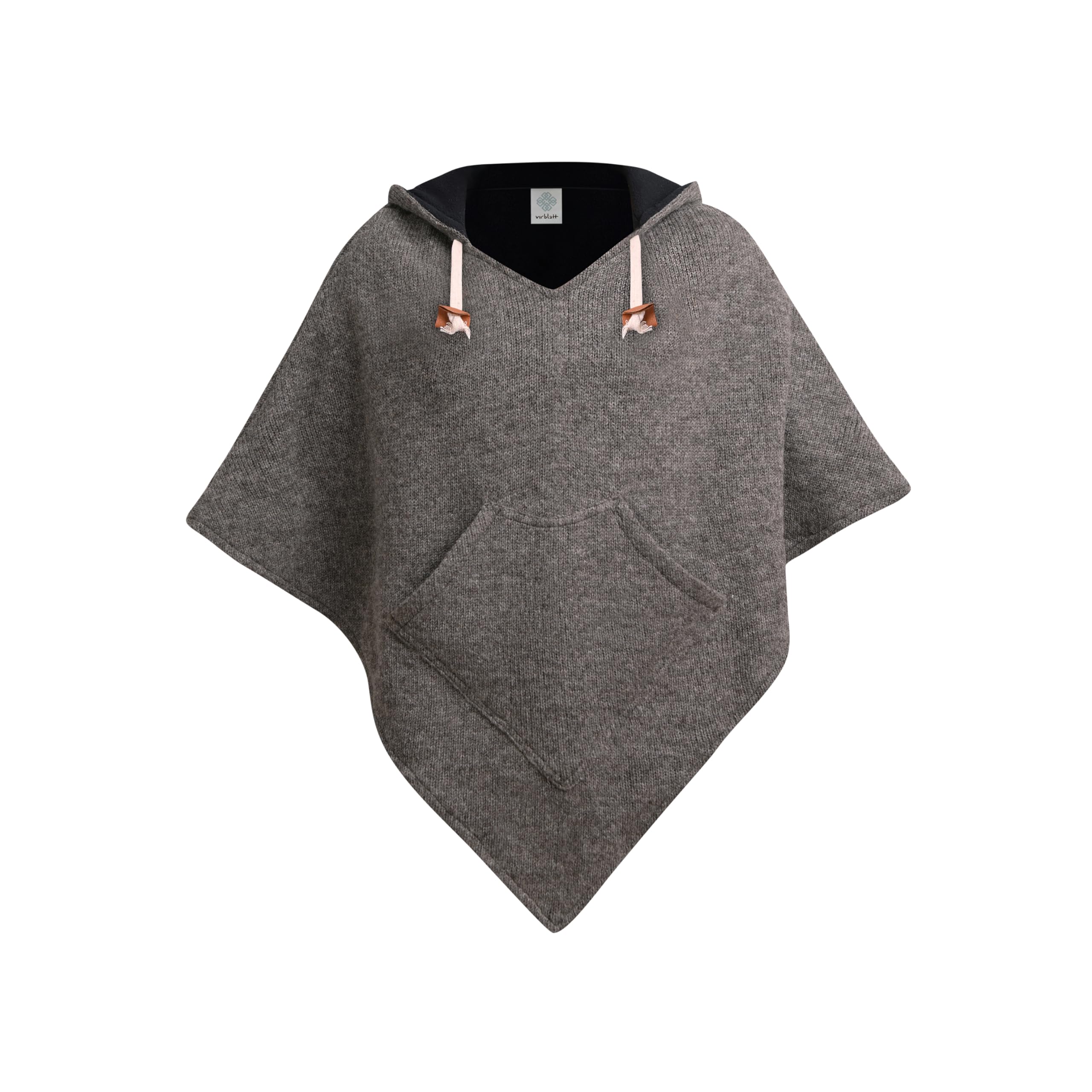 Virblatt Men's Grey - Winter Poncho Wo | Wool & Fleece | Wool Poncho Pancho Hooded Mexican Ponchos Wo Big And Tall Wool Cape Winter - Abajo_wool_white S-M
