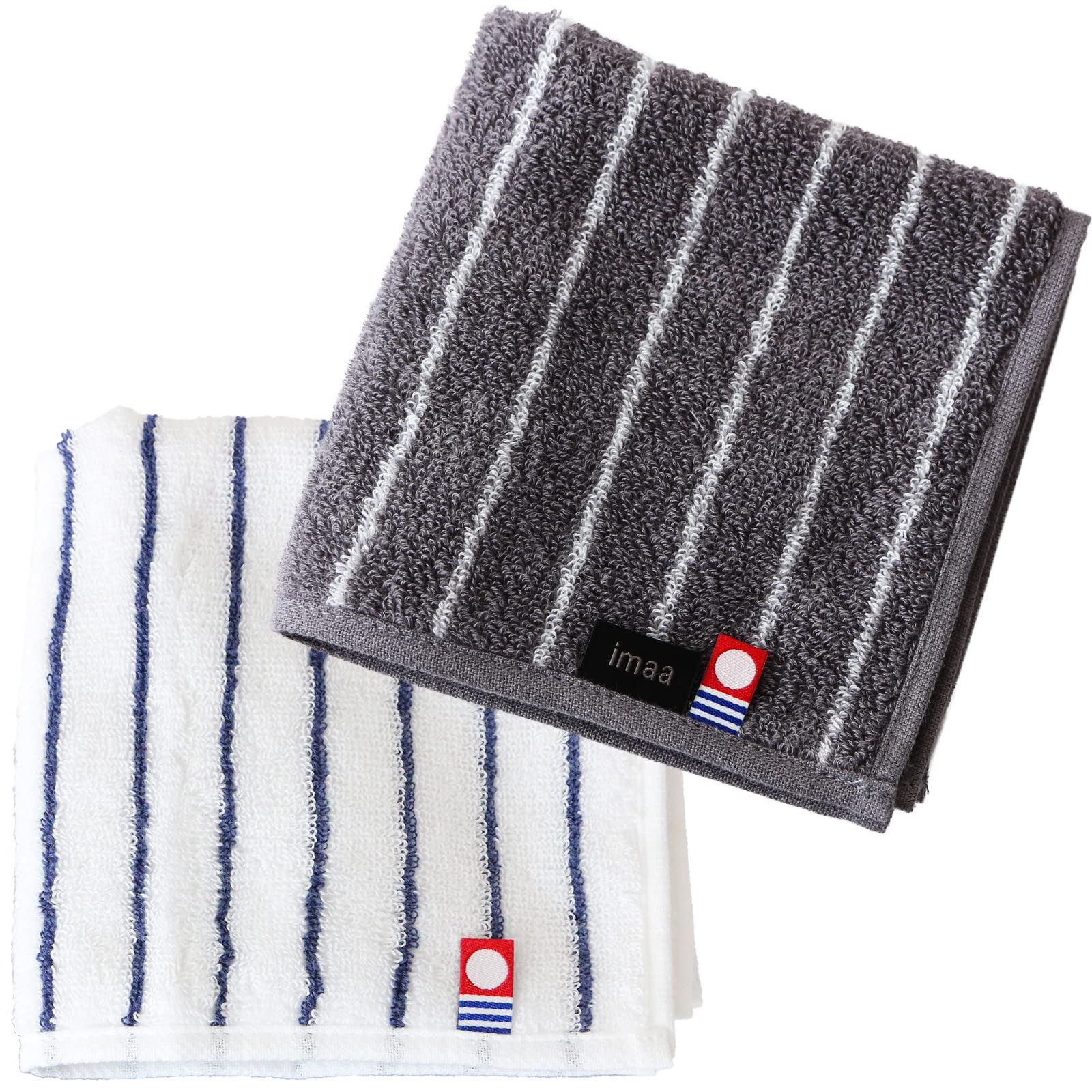 imaa Imabari Towel Handkerchief, Easy Carry Hand Towel, 100% Cotton, Made in Japan, Certified Quality, Colors: White, Pinstripe Gray : Home & Kitchen