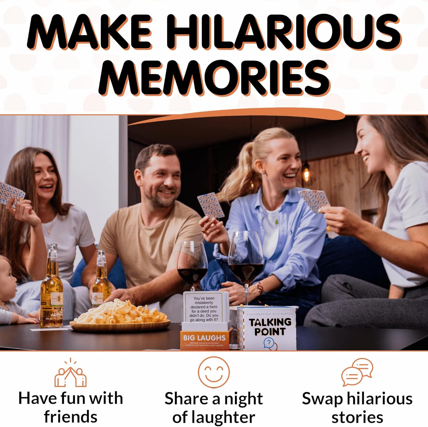 Fun Conversation Card Game for Adults and Families - 200 Hilarious Questions to Answer Together - Funny Group Game for Kids and Parties, Family Reunions, and More - Put Down Your Phones and Have Fun