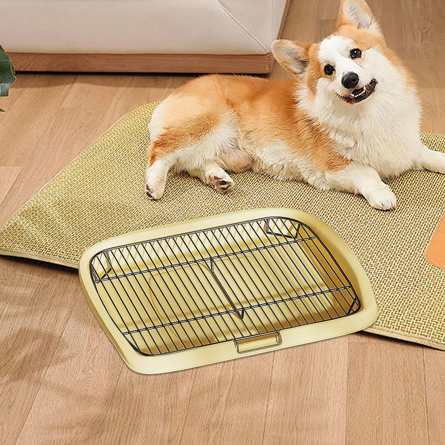 Dog Potty Tray for Small and Medium Breeds - Indoor Training Solution, Yellow XL