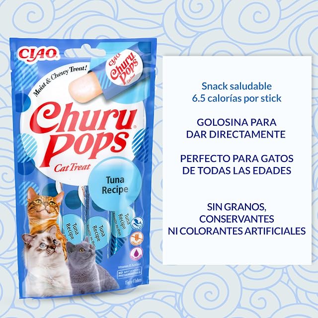 Foto 4 de 7 de INABA Churu Pops Gatos - Deliciosos Snacks con Sabor a Atún - Golosinas en prácticas porciones